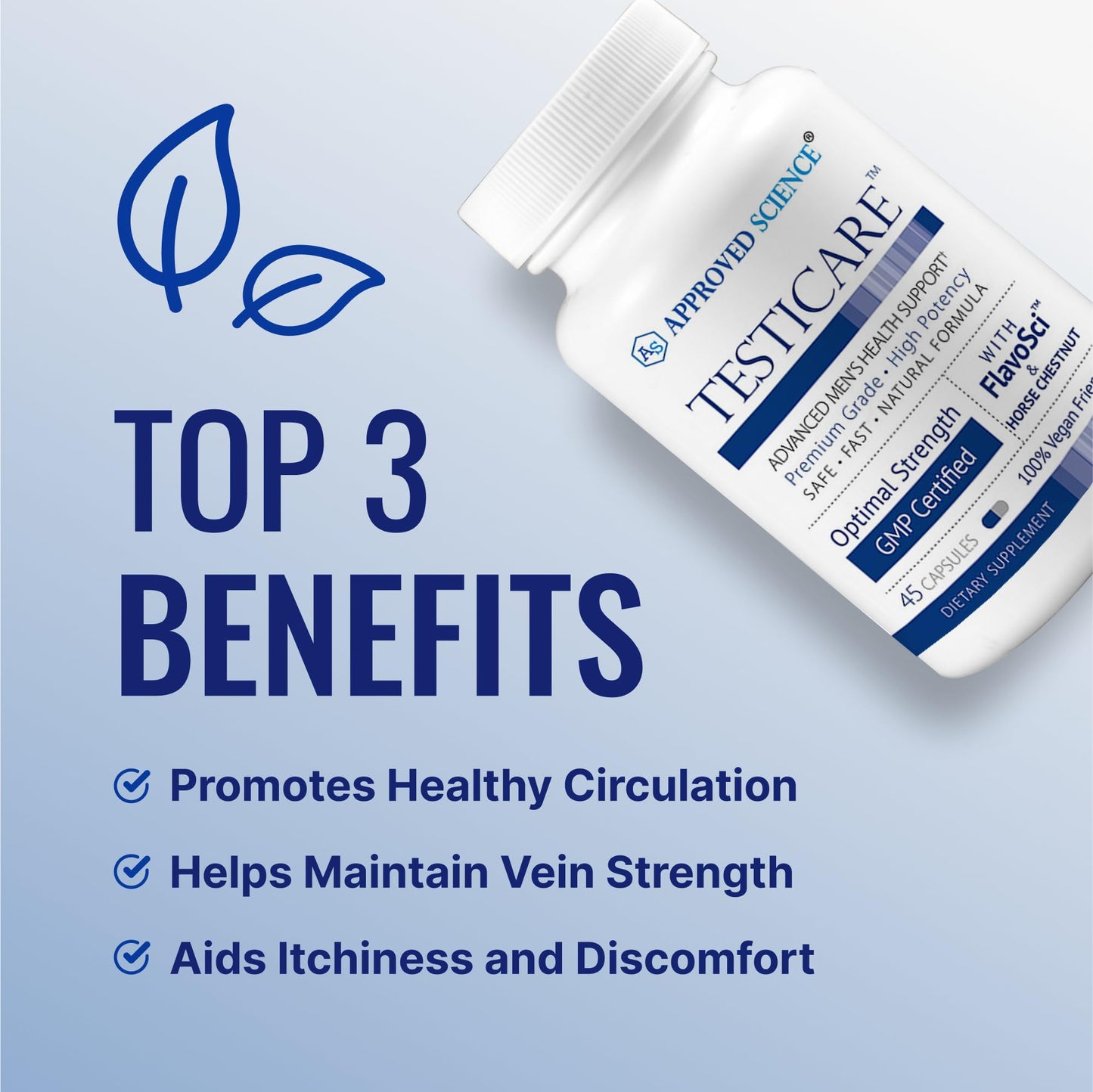 Approved Science TestiCare - Testicular Vein Support - Horse Chestnut, Witch Hazel Capsules, 135 Capsules