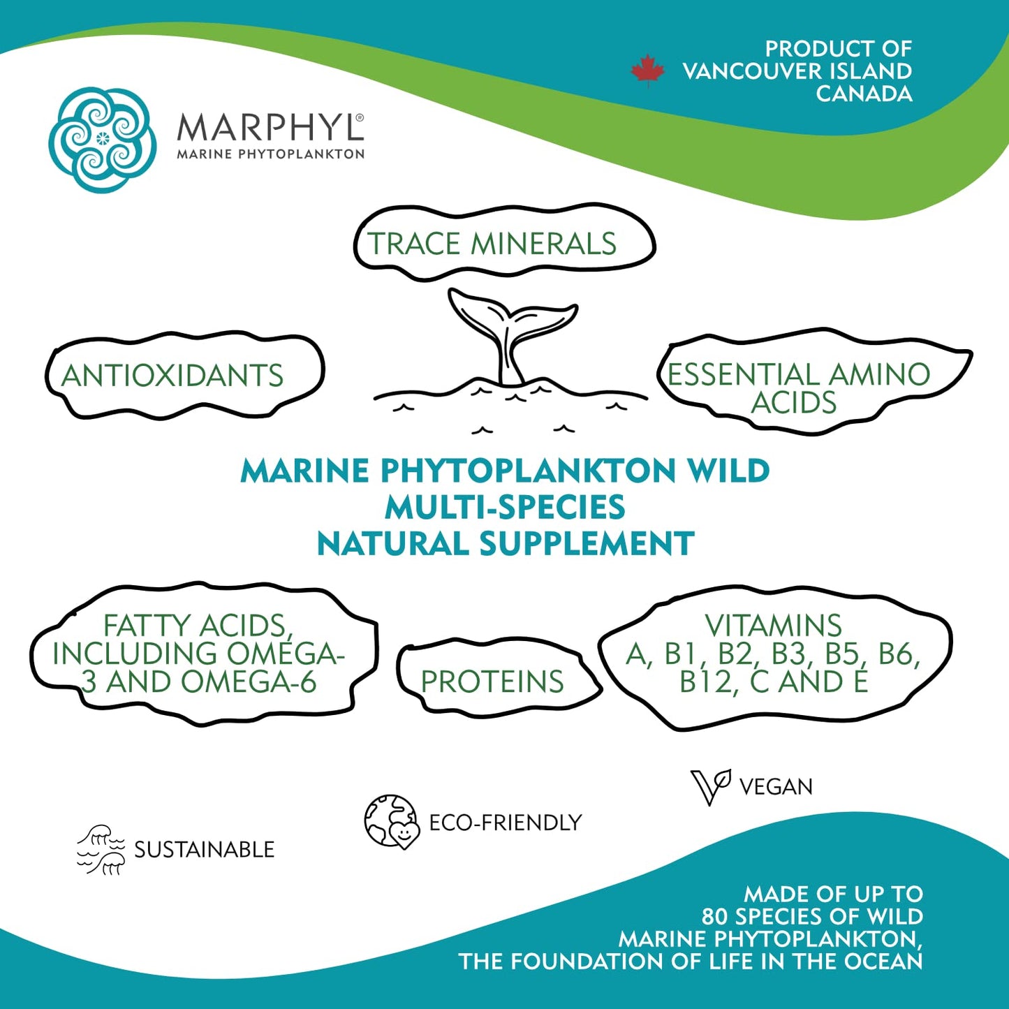 MARPHYL Marine Phytoplankton Wild Multi-Species Natural Supplement 150 mg per Capsule, 30 Count