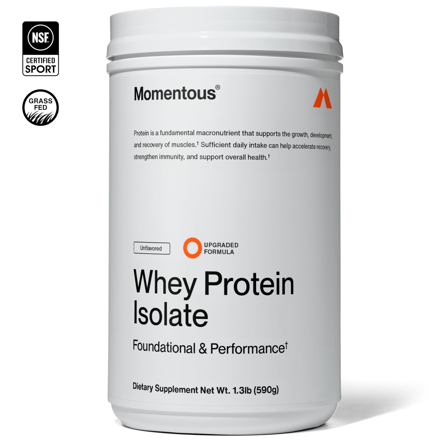 Momentous Essential Grass-Fed Whey Protein Powder, 25 Servings
