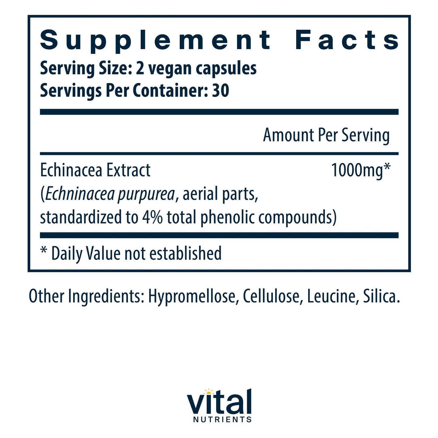 Vital Nutrients Echinacea Extract 1000mg Capsules, 30 Capsules