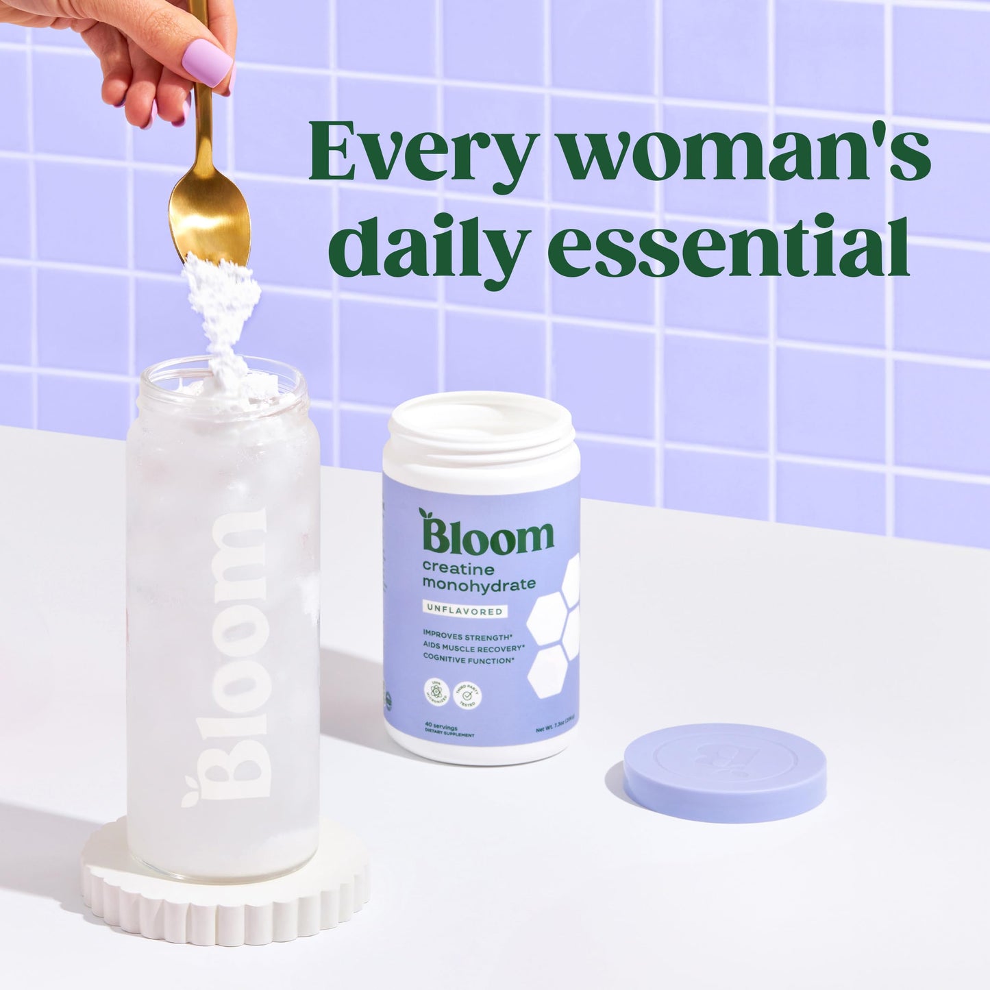 Bloom Nutrition Creatine Monohydrate Powder, 9 Servings
