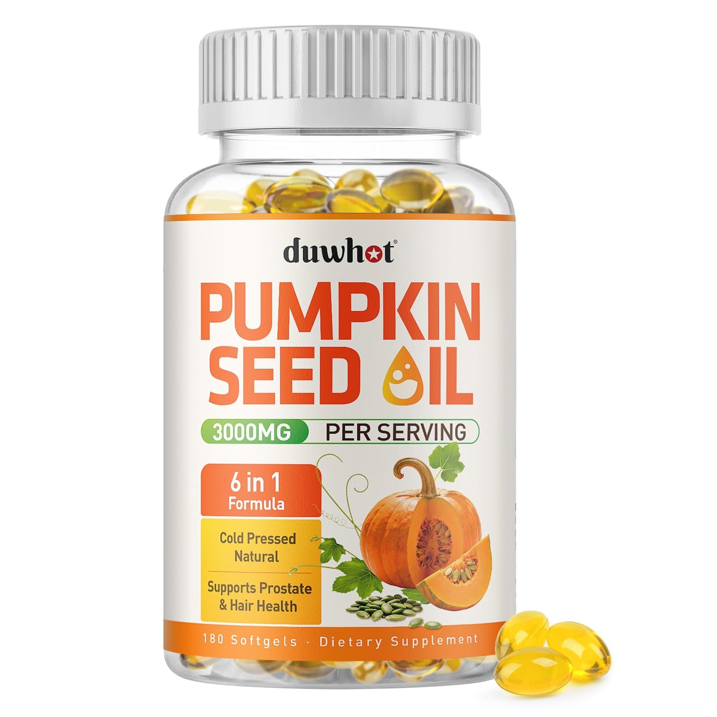 duwhot Pumpkin Seed Oil Softgels, 180 Count