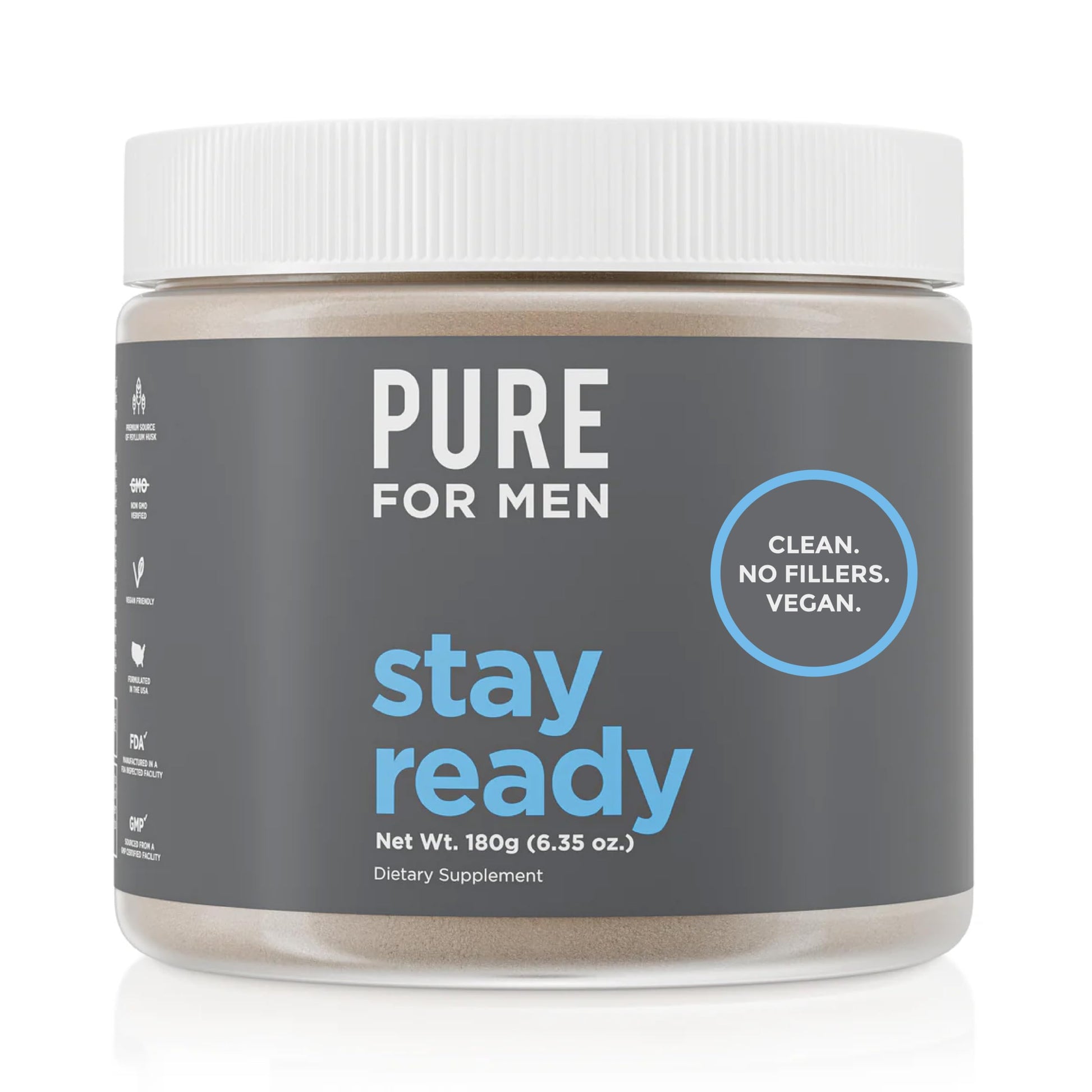 Pure for Men Original Cleanliness Stay Ready Fiber Supplement Powder 6.35 oz