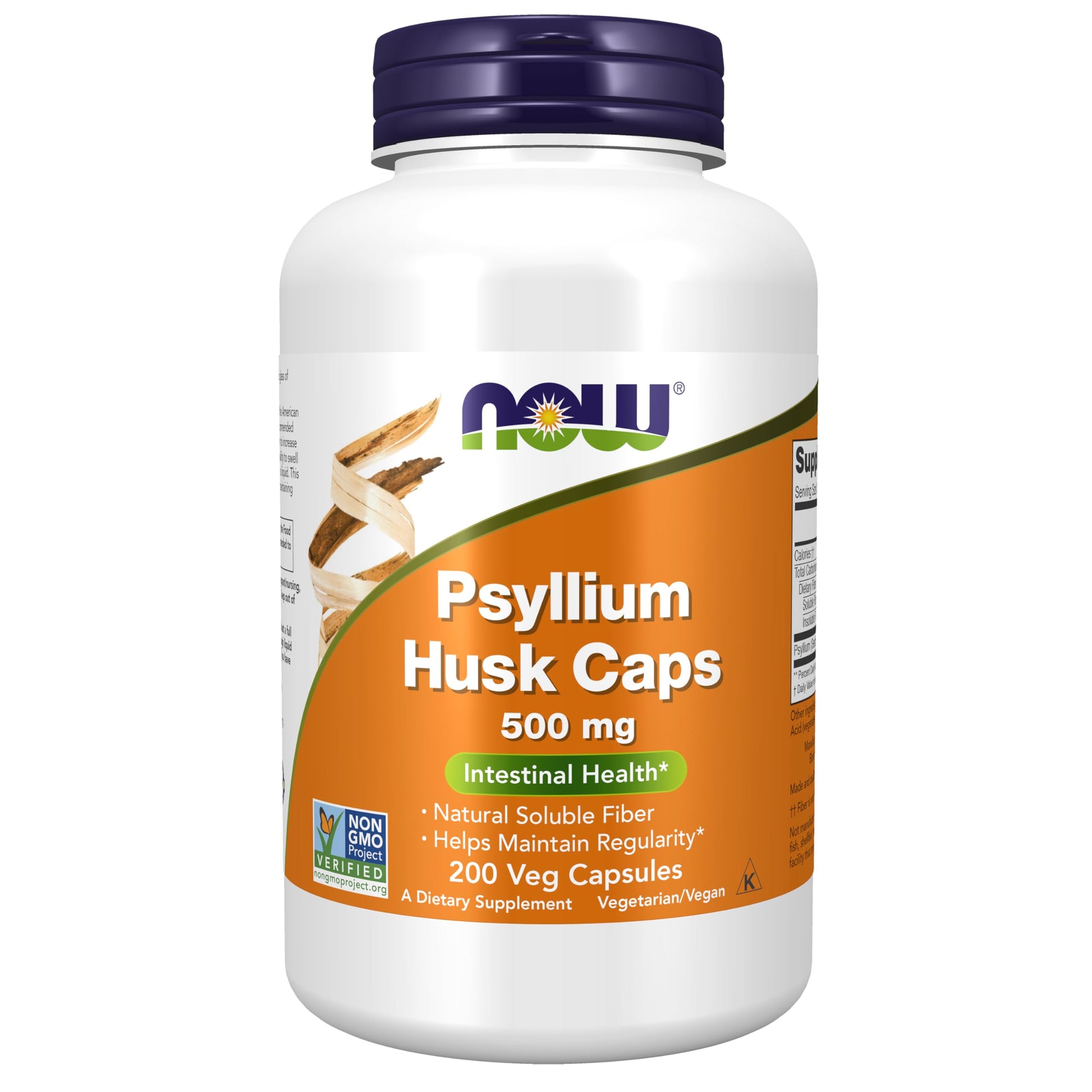 NOW Foods Psyllium Husk Capsules 500 mg, 200 Count