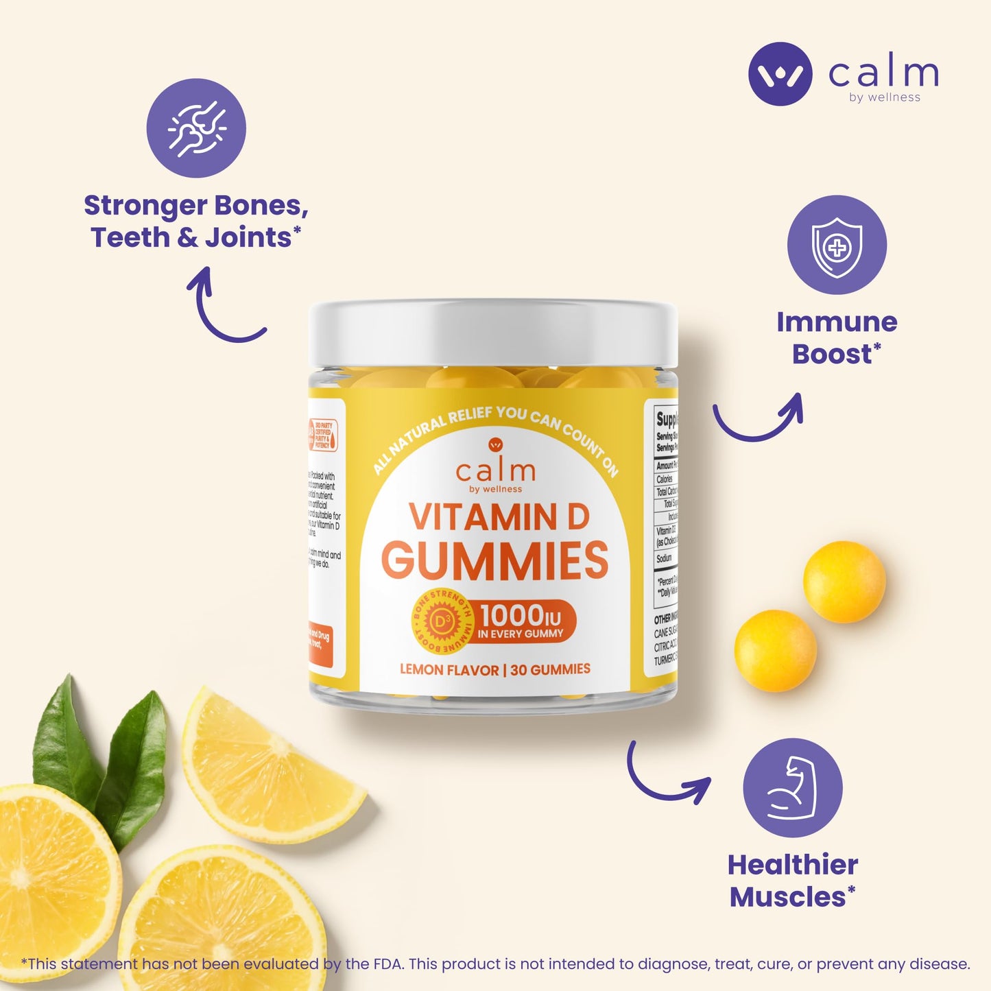 Calm by Wellness Vitamin D3 Gummies, Gummy, 30 Count