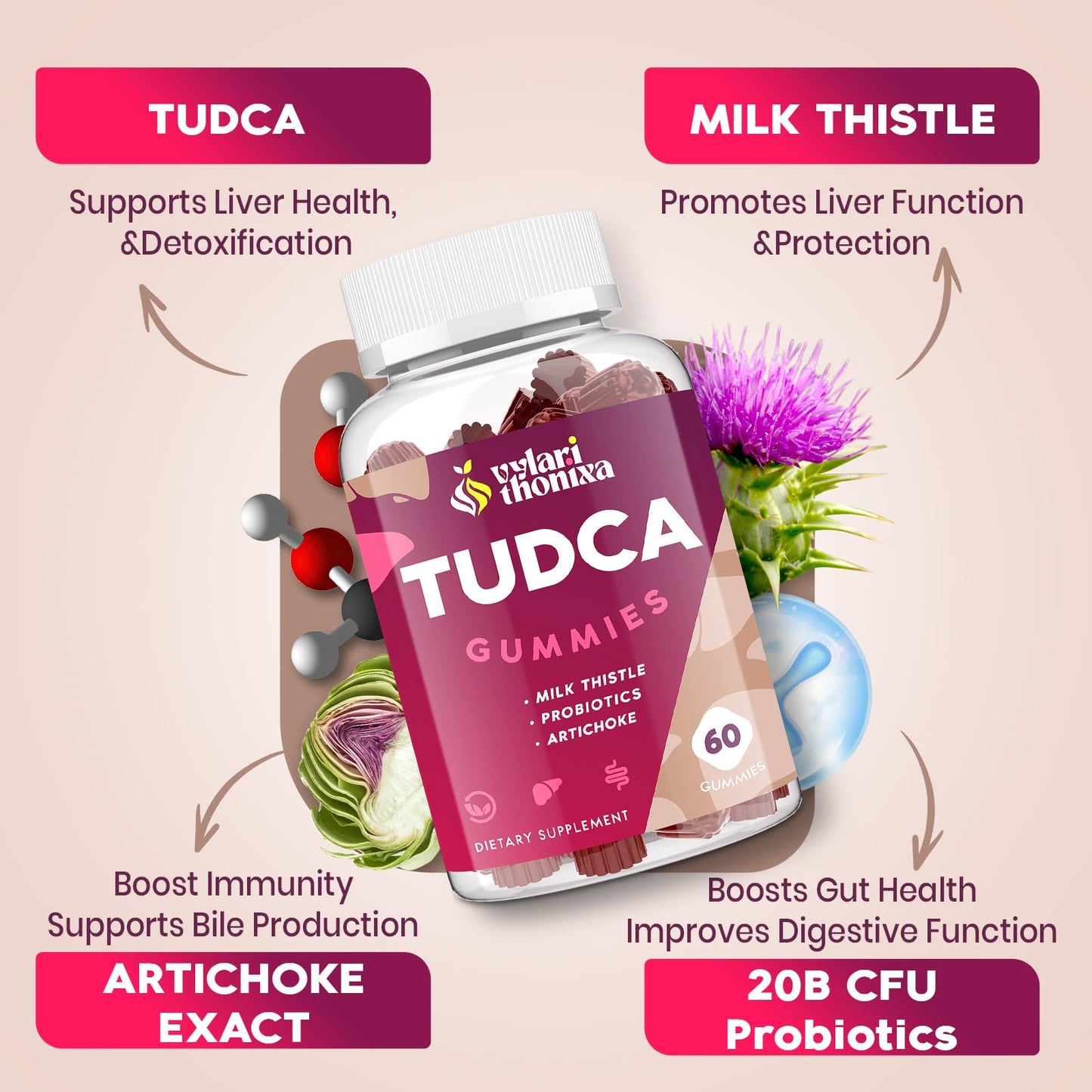 Vylarithonixa TUDCA Bile Salts Gummies, 60 Gummies