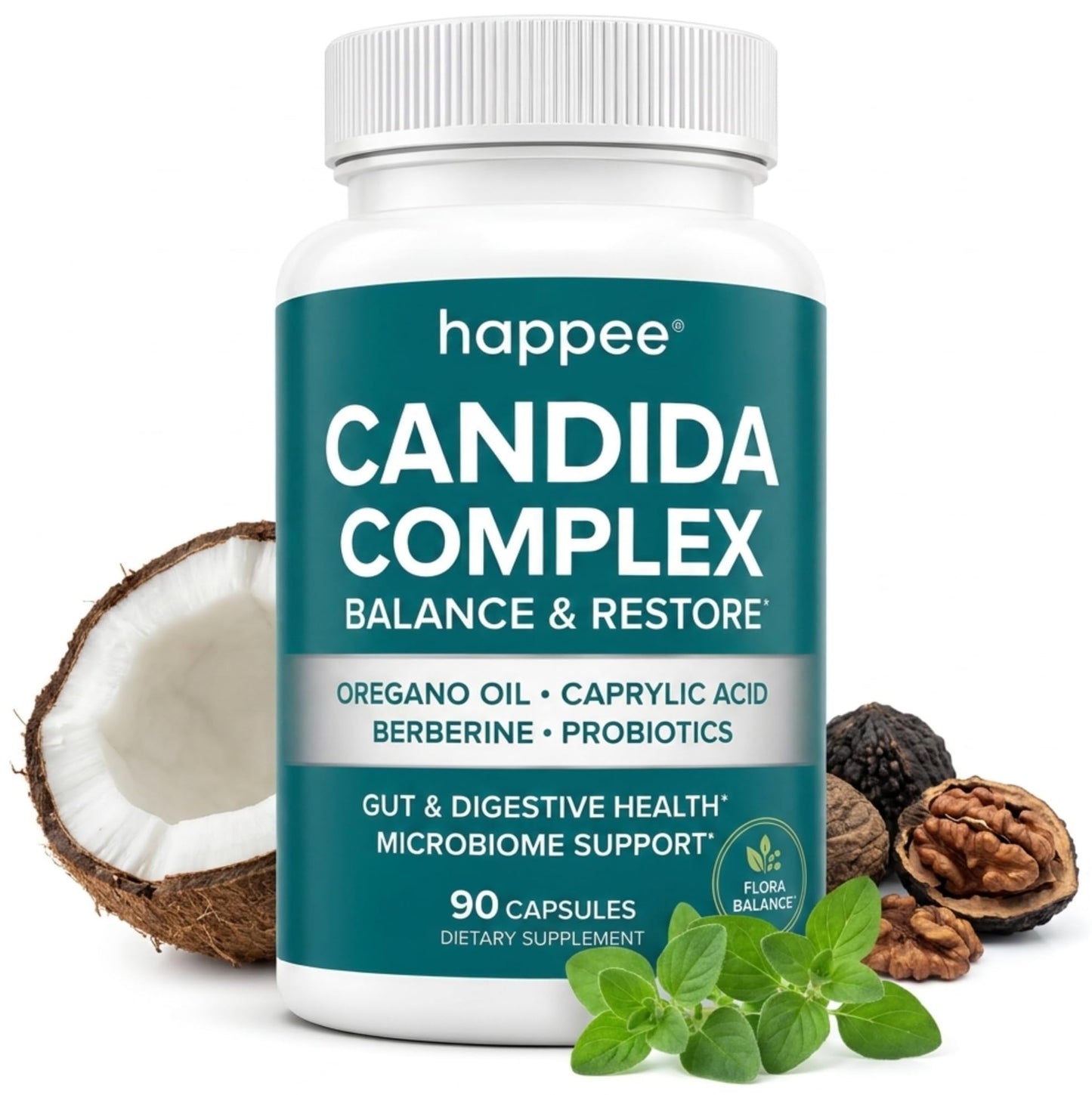 Happee Candida Cleanse Detox Supplement, Gut & Digestive Health 90 Capsules