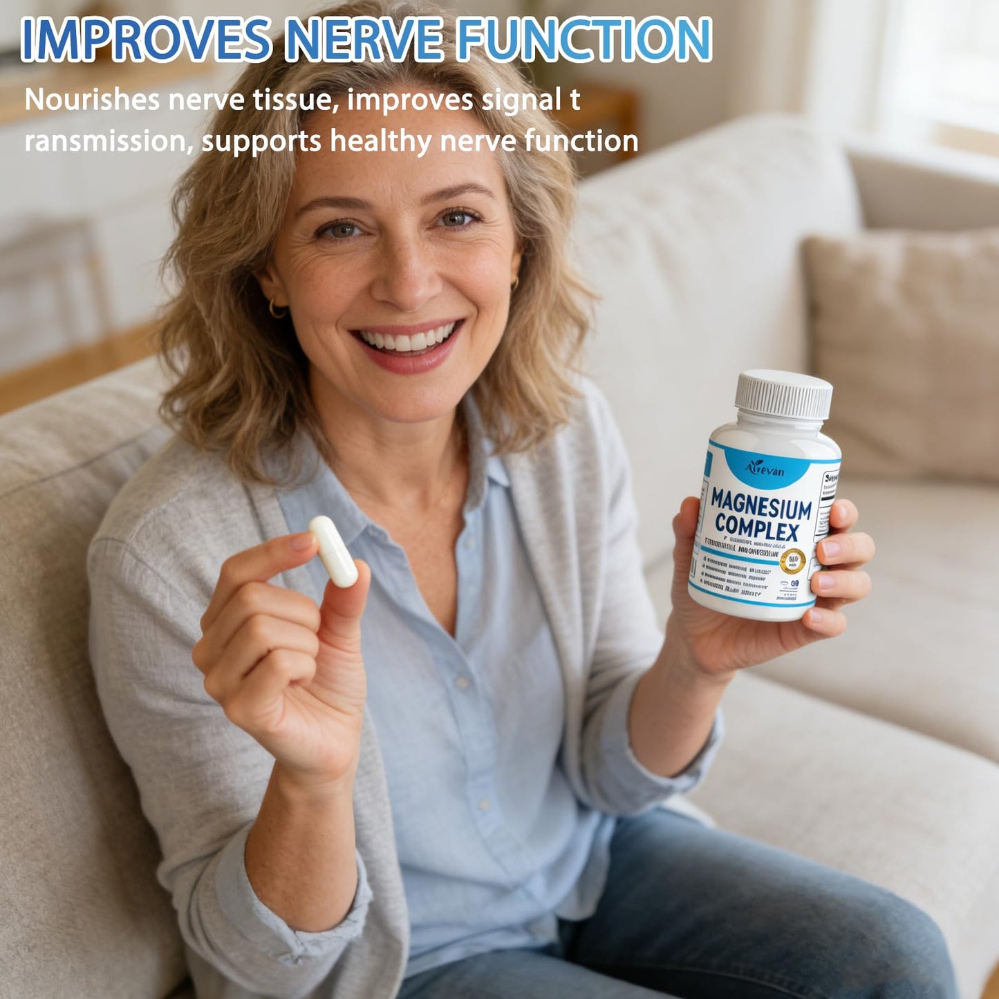 Aiwevon Magnesium Complex 1000mg Capsules, 60 Count