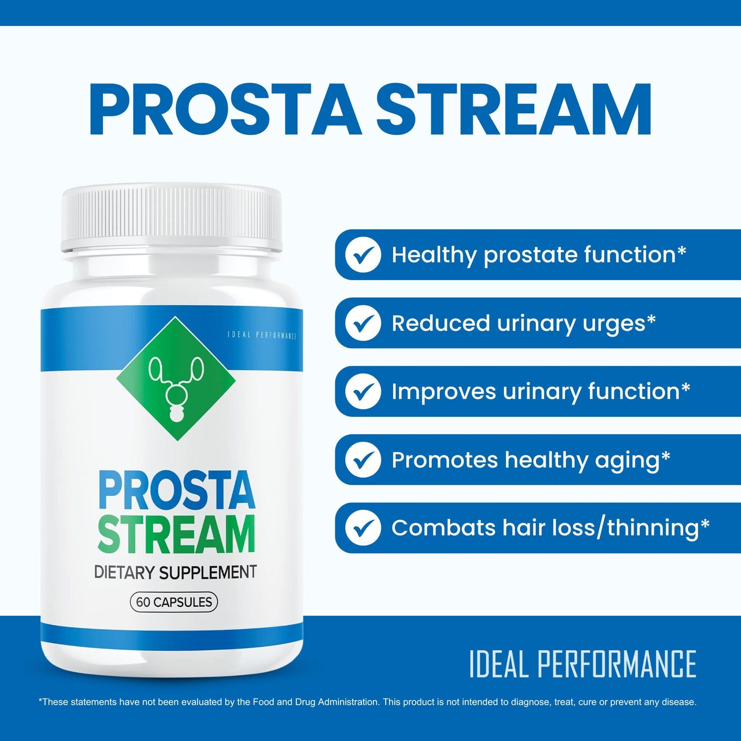 IDEAL PERFORMANCE Prosta Stream Prostate Supplement Capsules 180