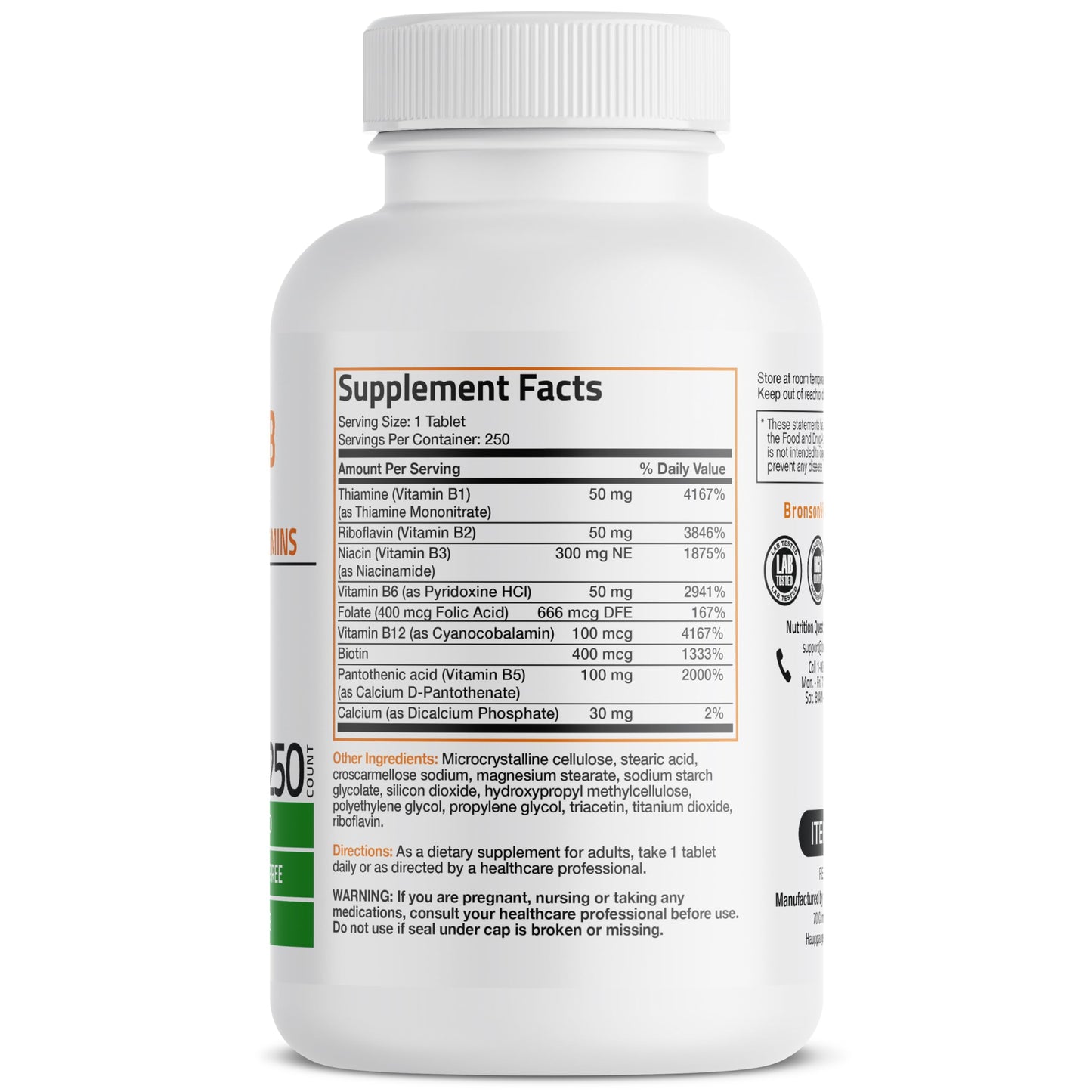Bronson Vitamin B Complex Tablets, 250 Tablets
