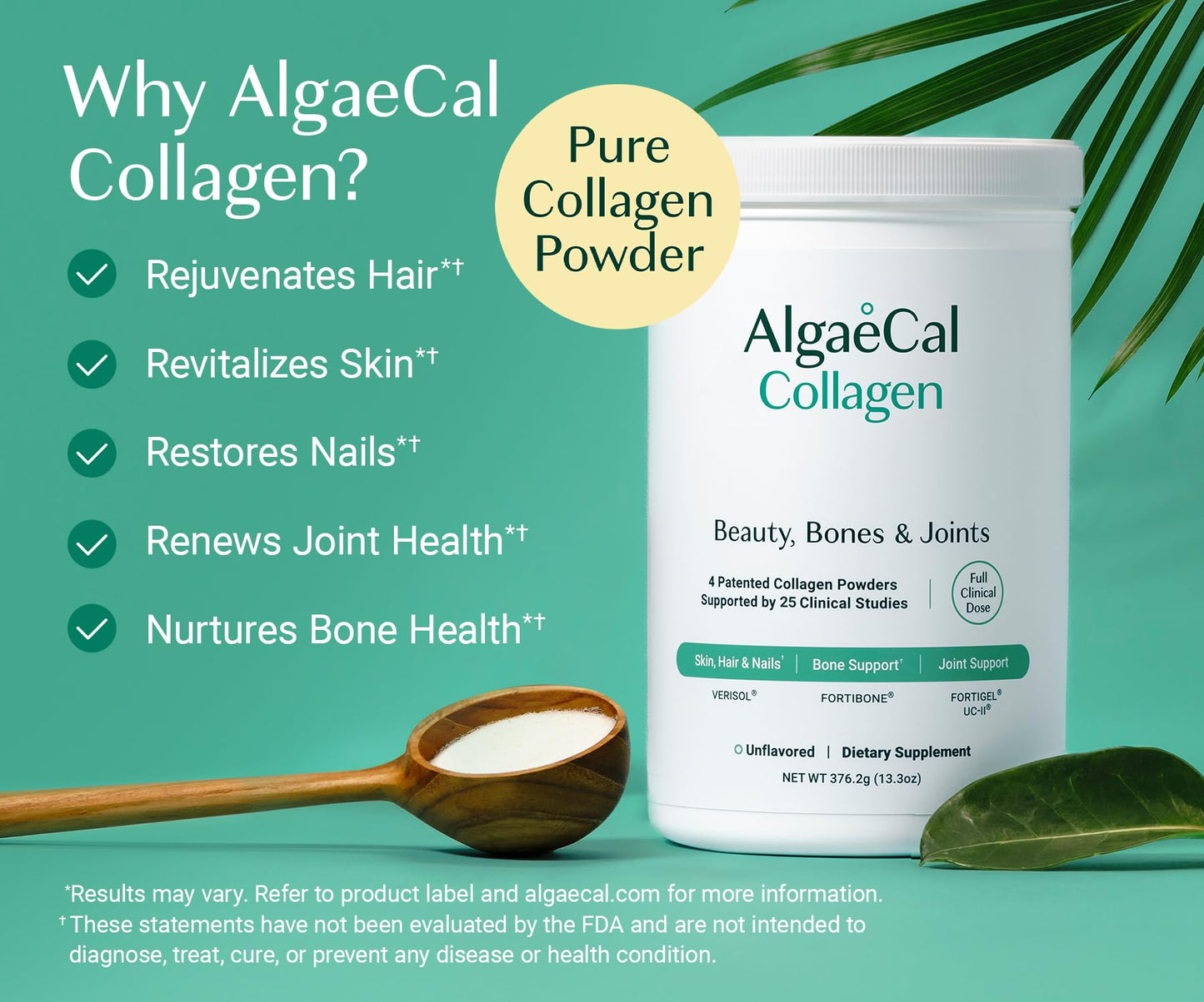 ALGAECAL Collagen with 4 Clinically-Supported Peptides VERISOL, FORTIGEL, UC-II, FORTIBONE, 60 Capsules