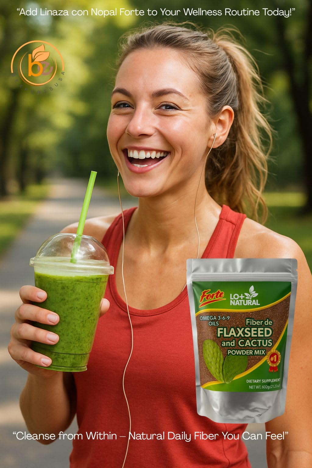 LO+NATURAL Linaza con Nopal Forte Flaxseed & Nopal Cactus Powder, 8 oz