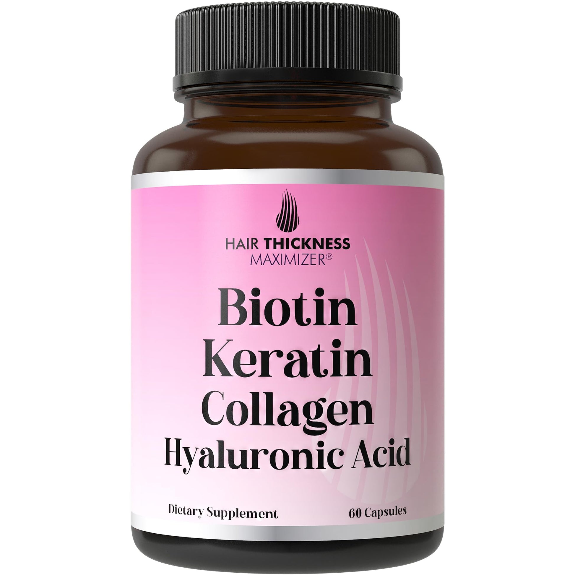 Hair Thickness Maximizer Biotin + Keratin + Marine Collagen + Hyaluronic Acid 4-in-1 Hair Growth Vitamins Capsules, 60 Count