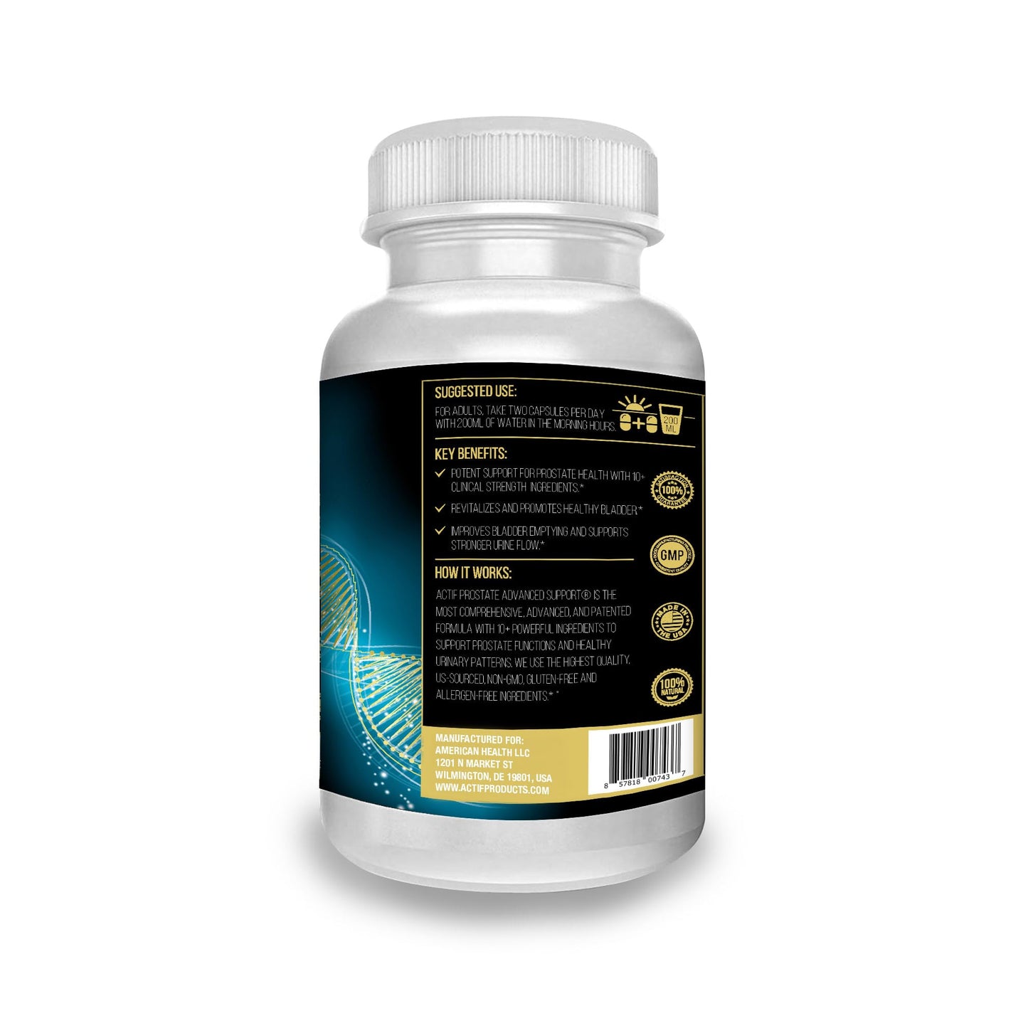 ACTIF Prostate Advanced Support with 20+ Factors, 60 Capsules