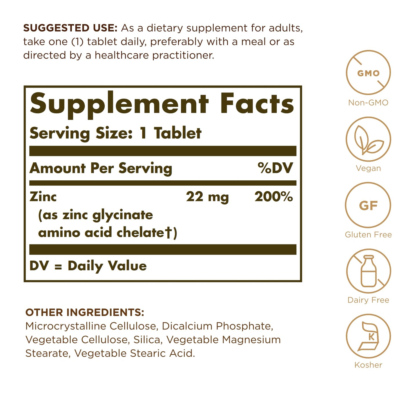 Solgar Chelated Zinc Tablets, 500 Total Servings