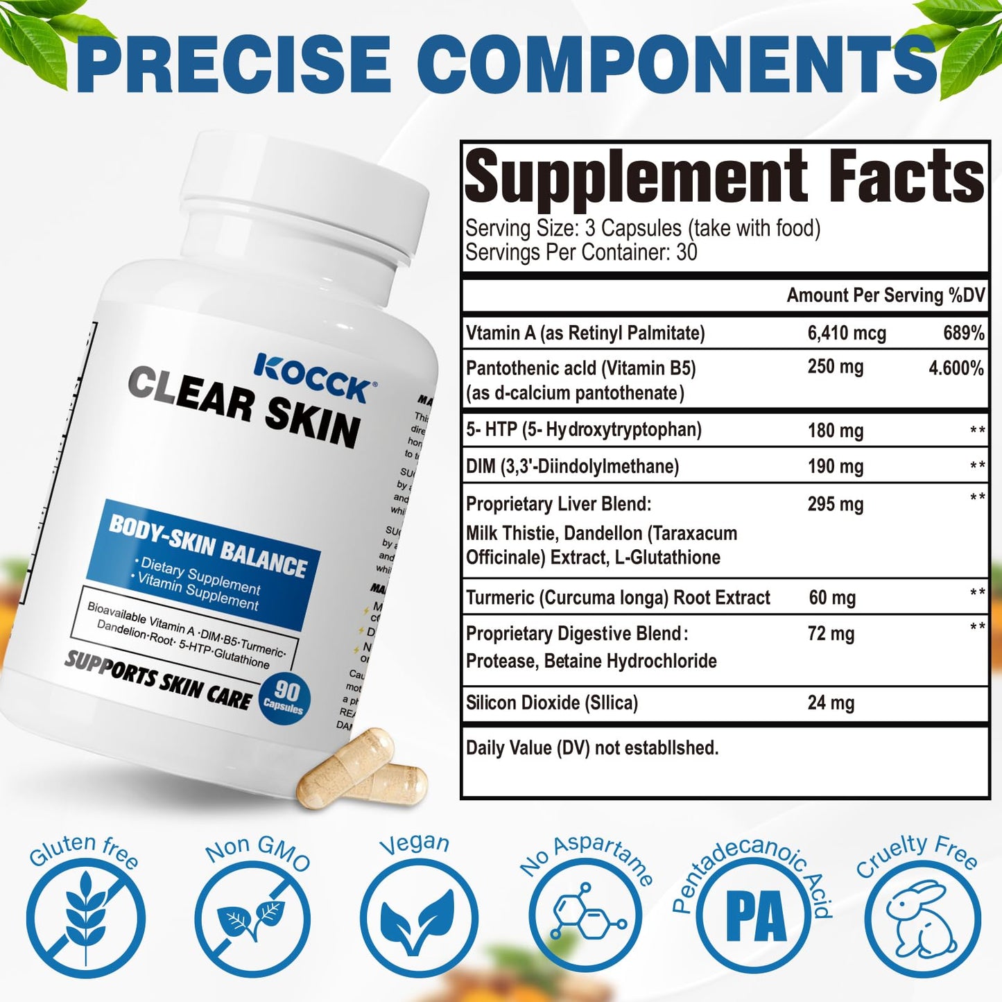 KOCCK Hormonal Acne Supplement 5-HTP, Capsule, 90 Capsules