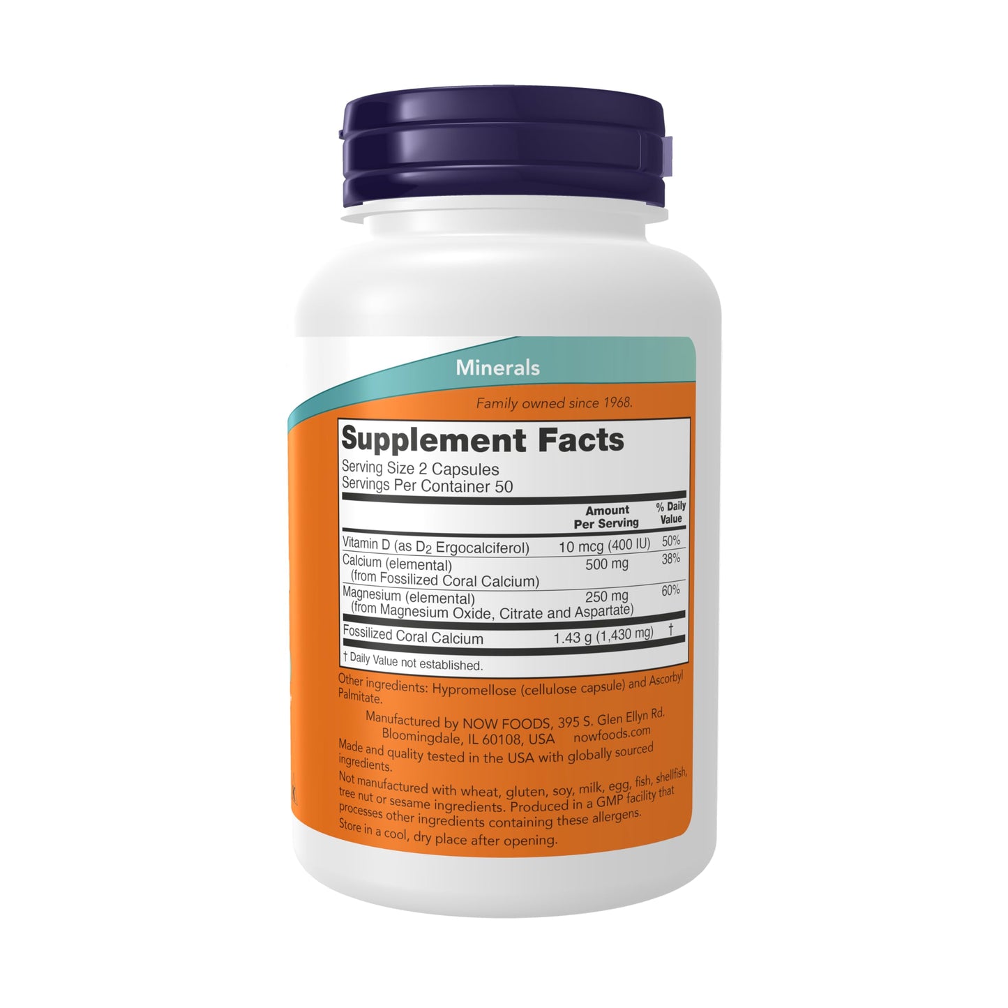 NOW Foods Coral Calcium Plus Veg Capsules, 100 Count