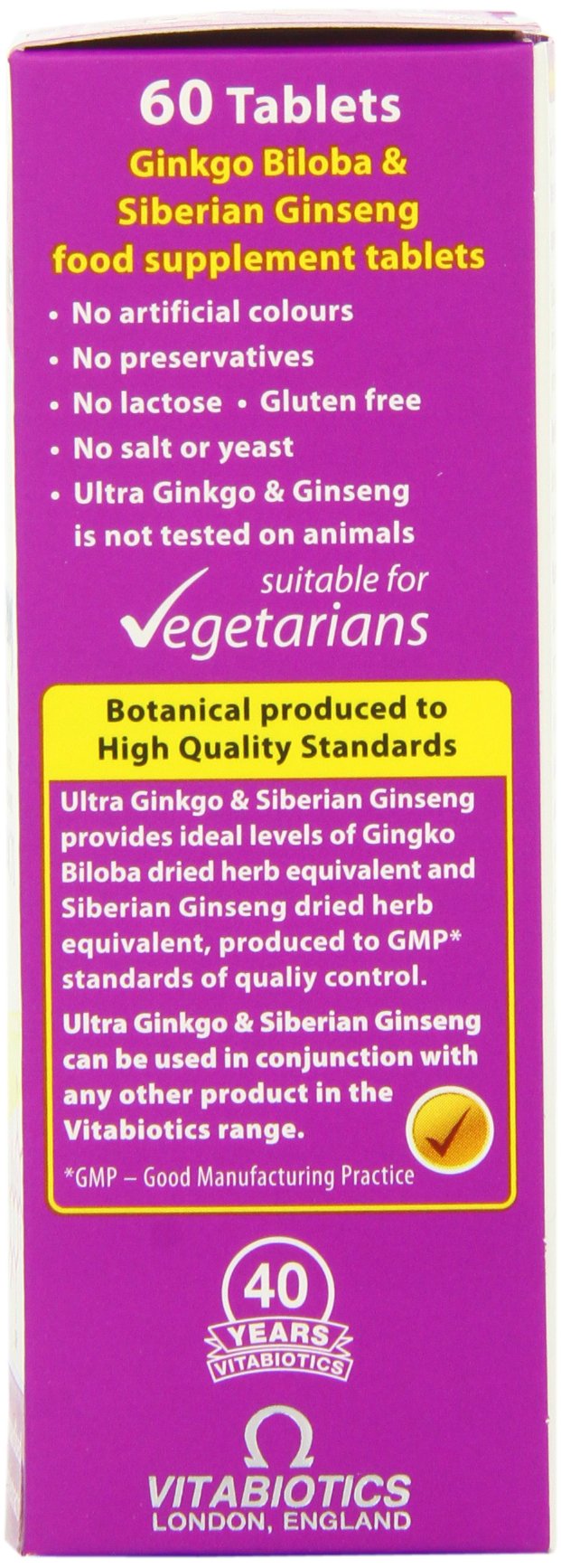 Vitabiotics Ultra Ginkgo and Ginseng Tablets, 60 Tablets