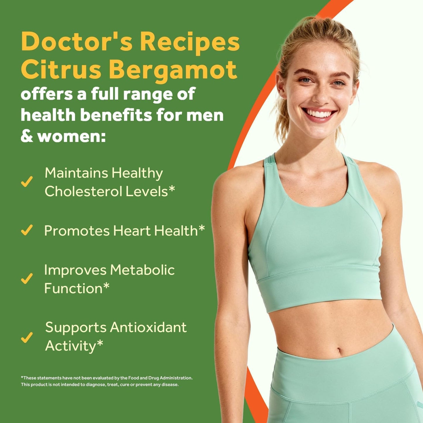Doctor's Recipes Citrus Bergamot Capsules 1200mg, Pure Bergamot Extract, Rich in Polyphenolic Flavanones, with Black Pepper Extract, Natural Heart Health Supplement for Women and Men, Vegan, 120 Count