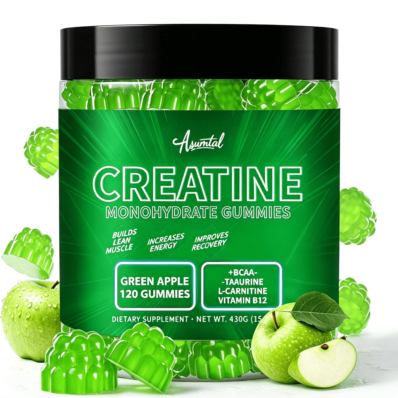 Asumtal Creatine Monohydrate Gummies, 120 Count