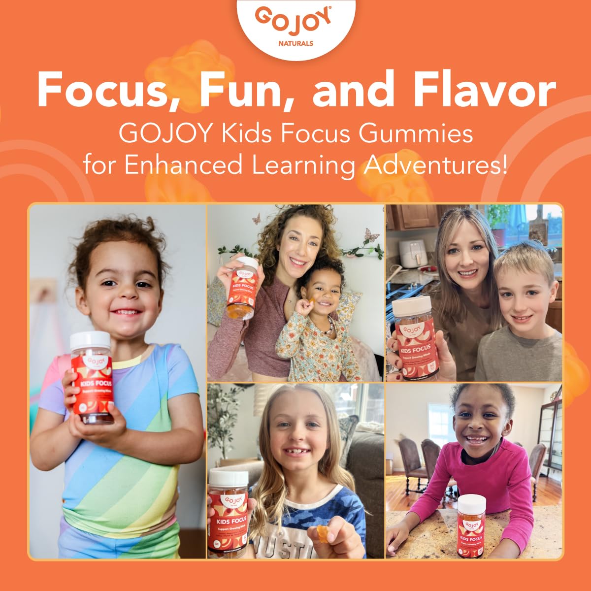 GOJOY NATURALS Kids Focus + Choline & DHA Gummies Bundle, 120 Gummies