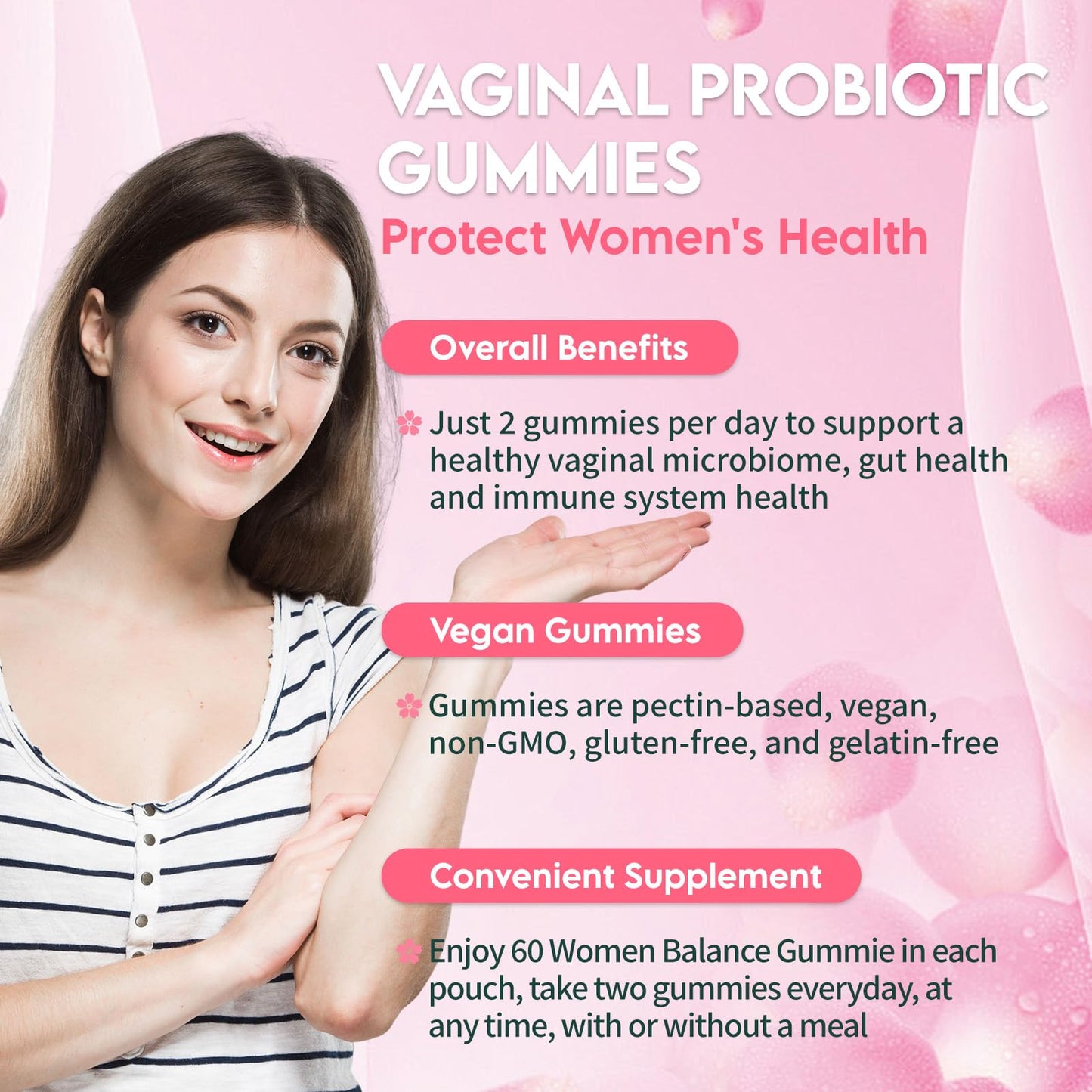 Airboy Vaginal Probiotic Gummies for Women, Pineapple Flavor, 60 Gummies