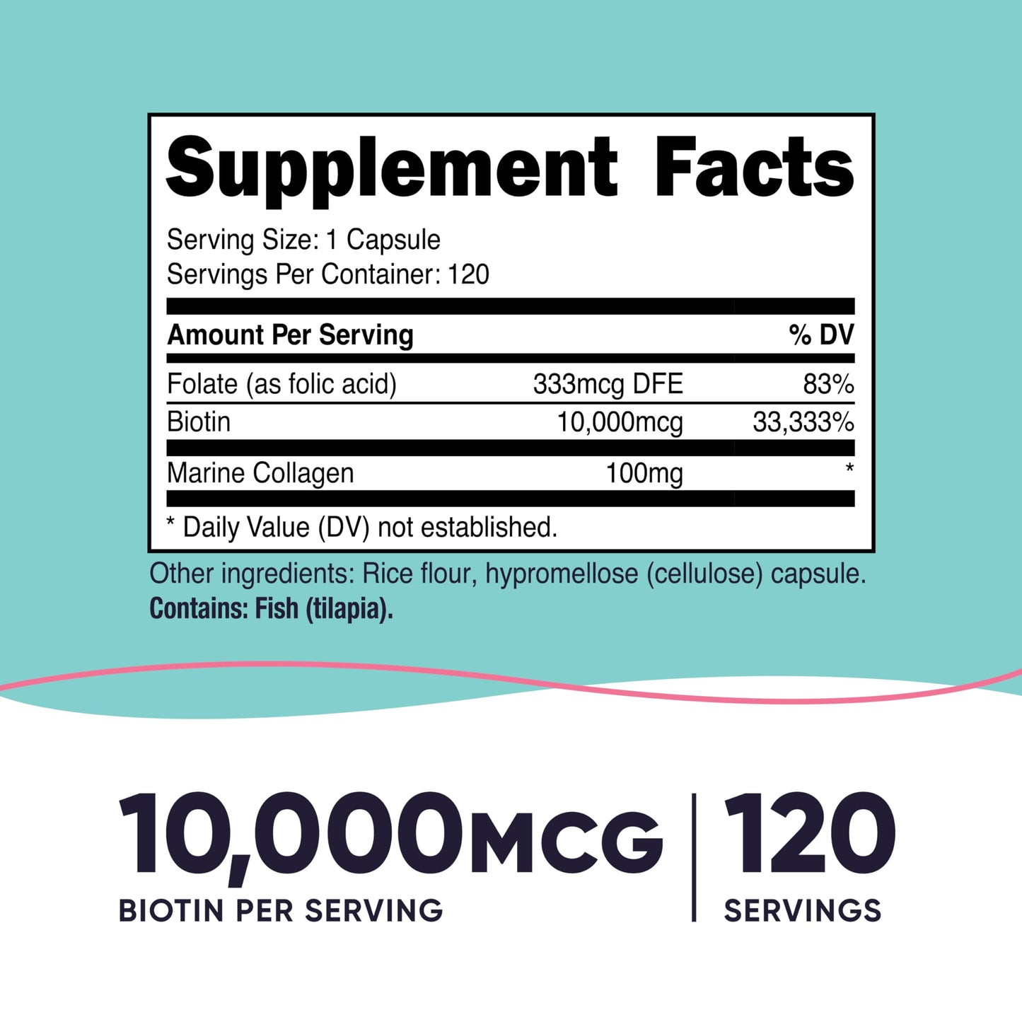 Nutricost Biotin for Women 10,000mcg with Folate & Collagen, Gluten Free & Non-GMO Capsule, 120 Count