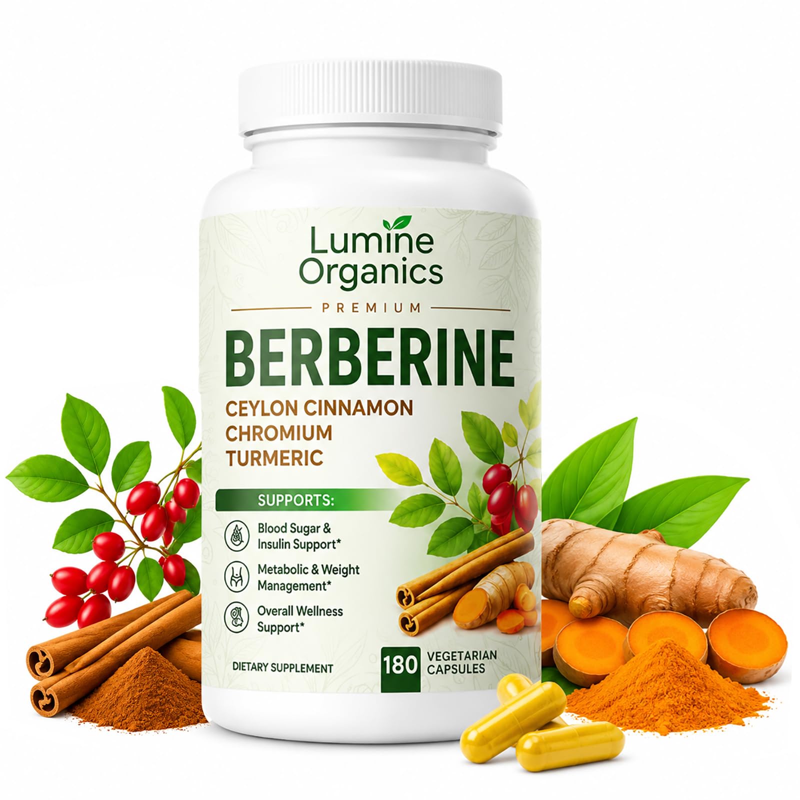 Lumine Organics Berberine with Ceylon Cinnamon - 4 in 1 Complex Softgel 1