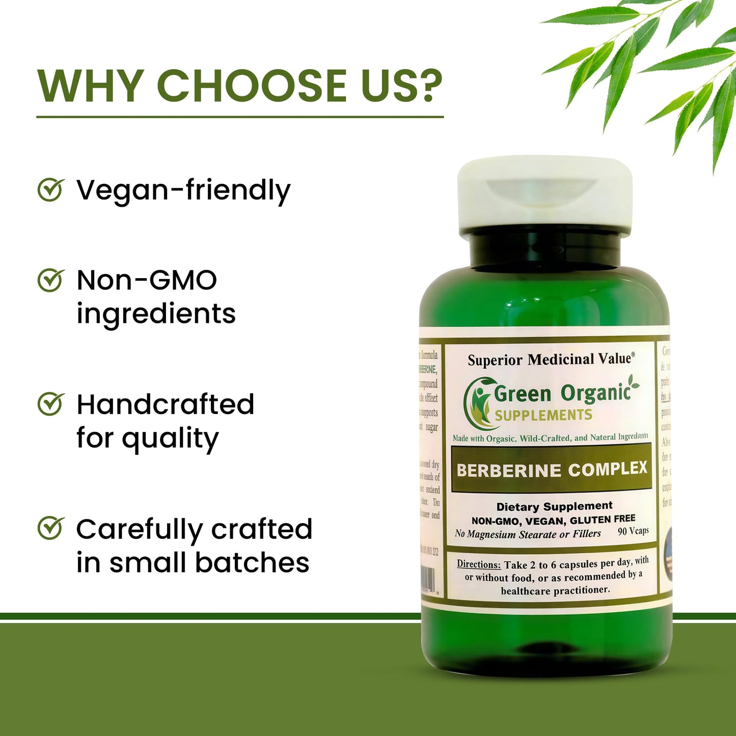Green Organic Supplements Berberine Capsule 90 Count