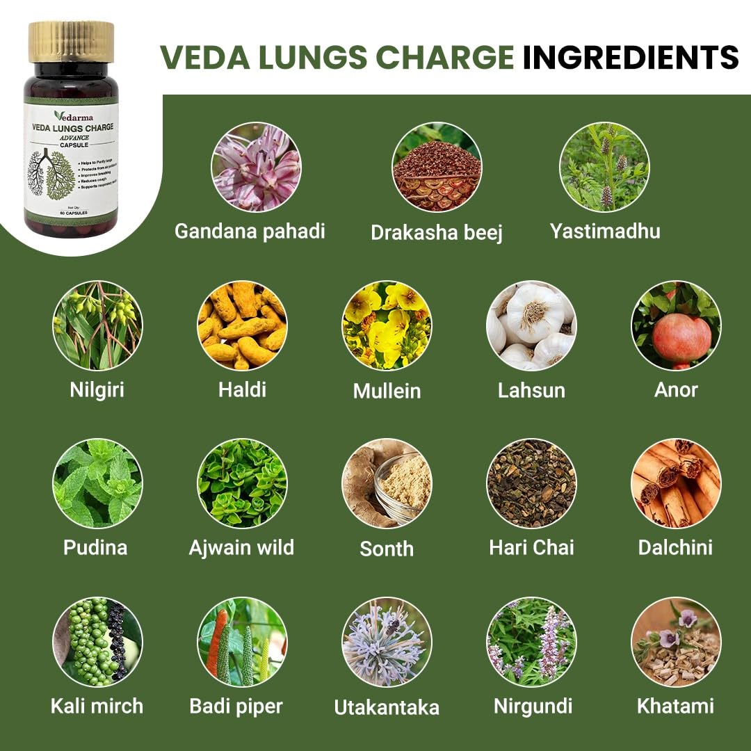 VEDARMA Veda Lungs Charge Advance 60 Capsules