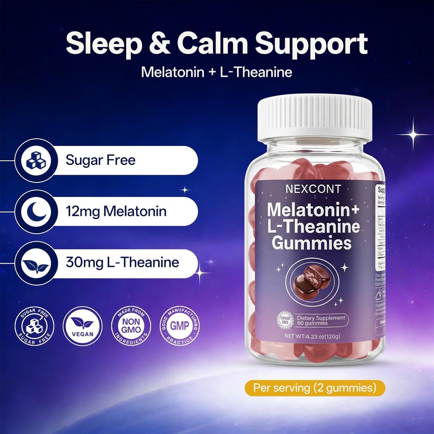 Oopeatol Melatonin Gummies for Adults, 12 mg per Serving, 30 mg L-Theanine, Sugar Free, 60 Count
