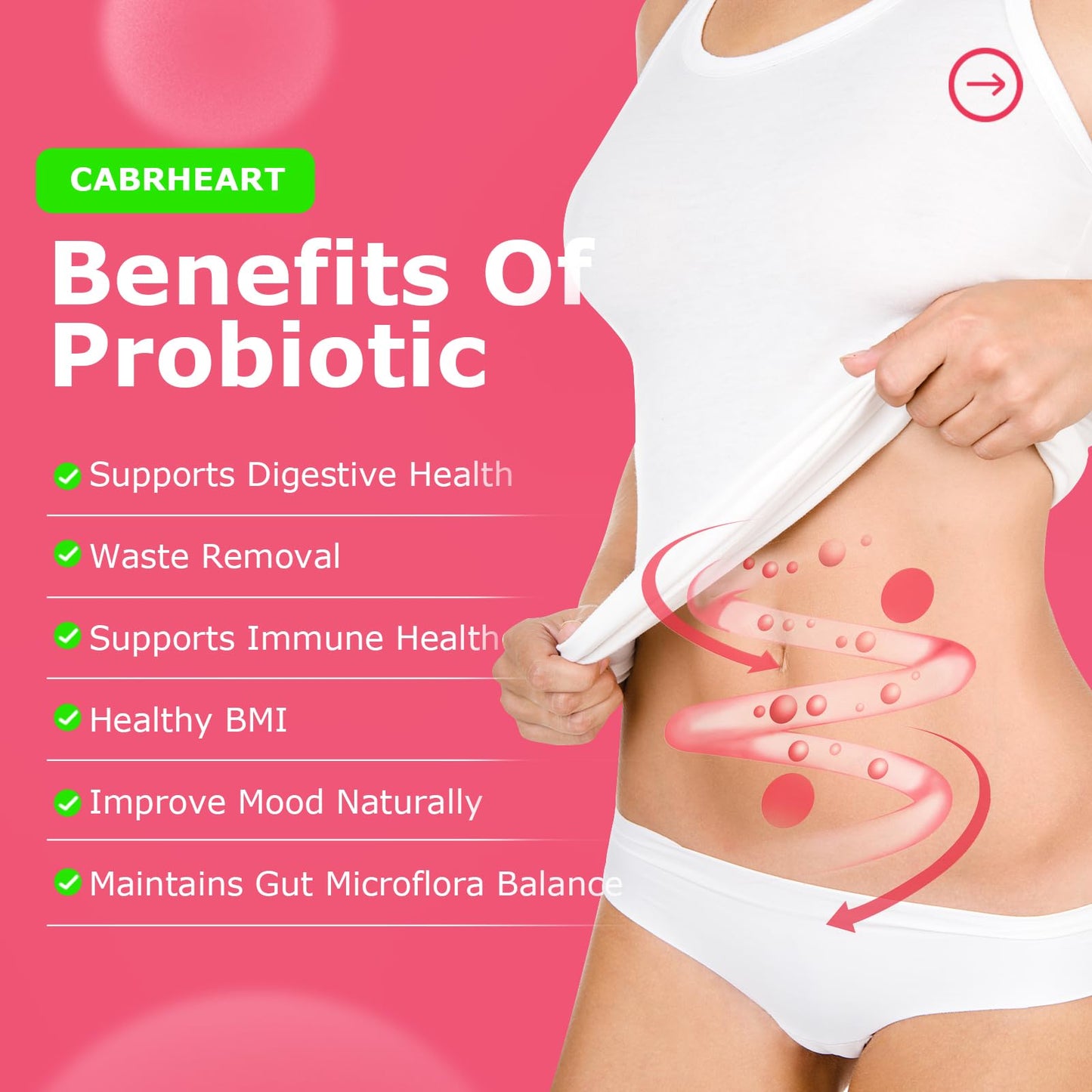 CABRHEART Prebiotics and Probiotics for Women and Men Gummy, 90 Count
