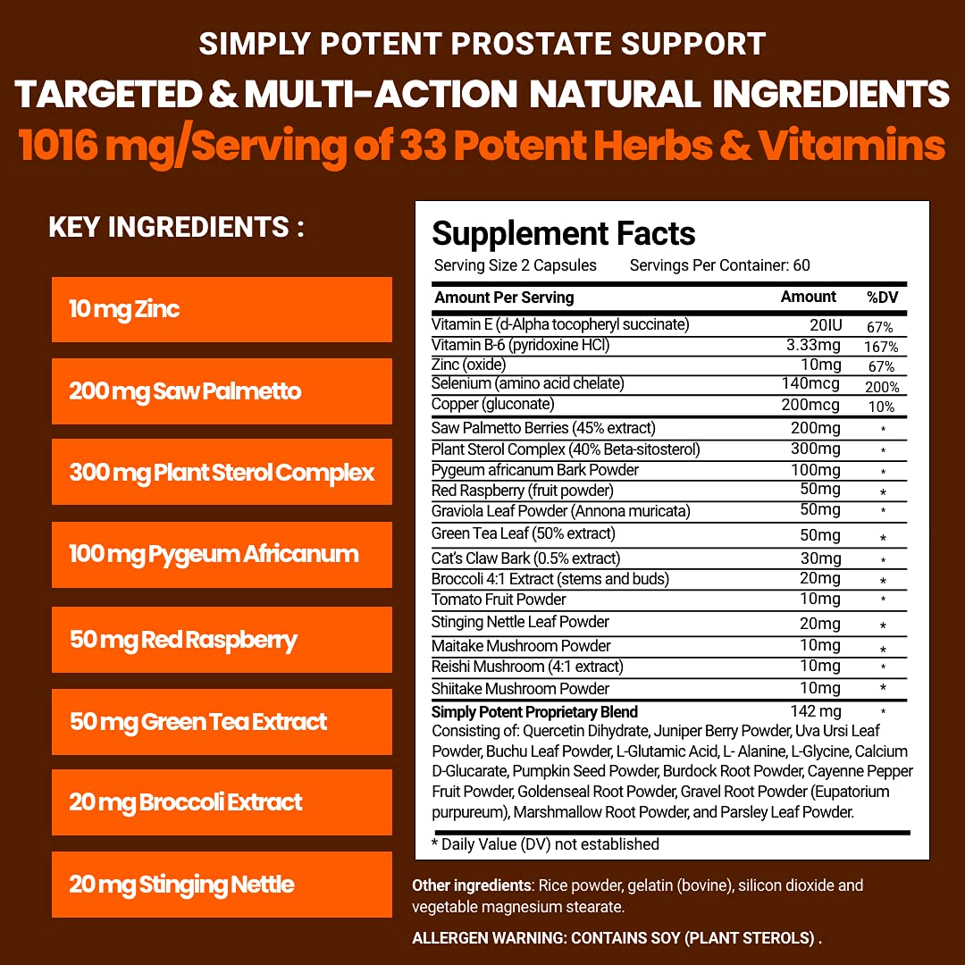 Simply Potent Saw Palmetto Prostate Health Capsules, 120 Count