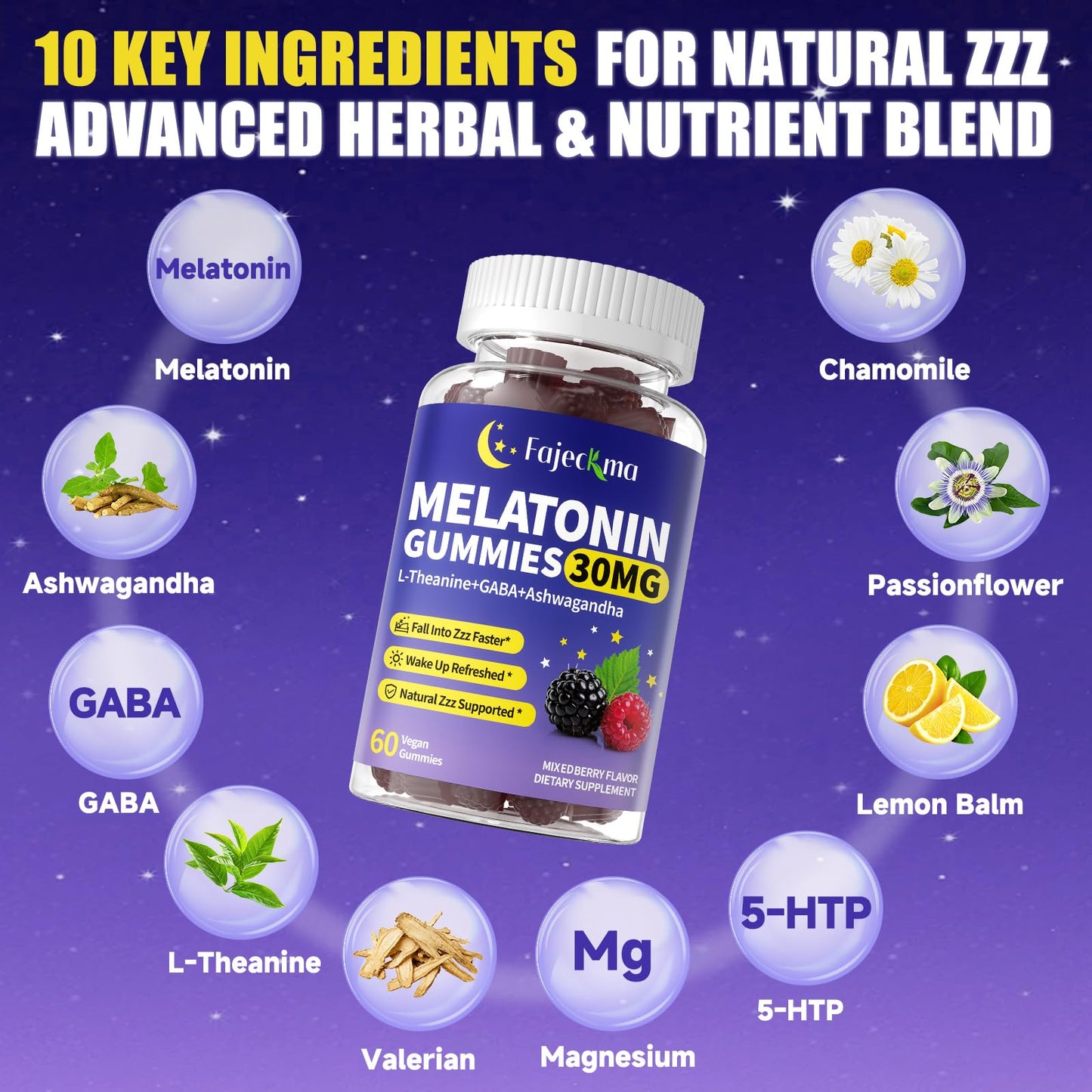 Fajeckma Melatonin Gummies Extra Strength 120 Count