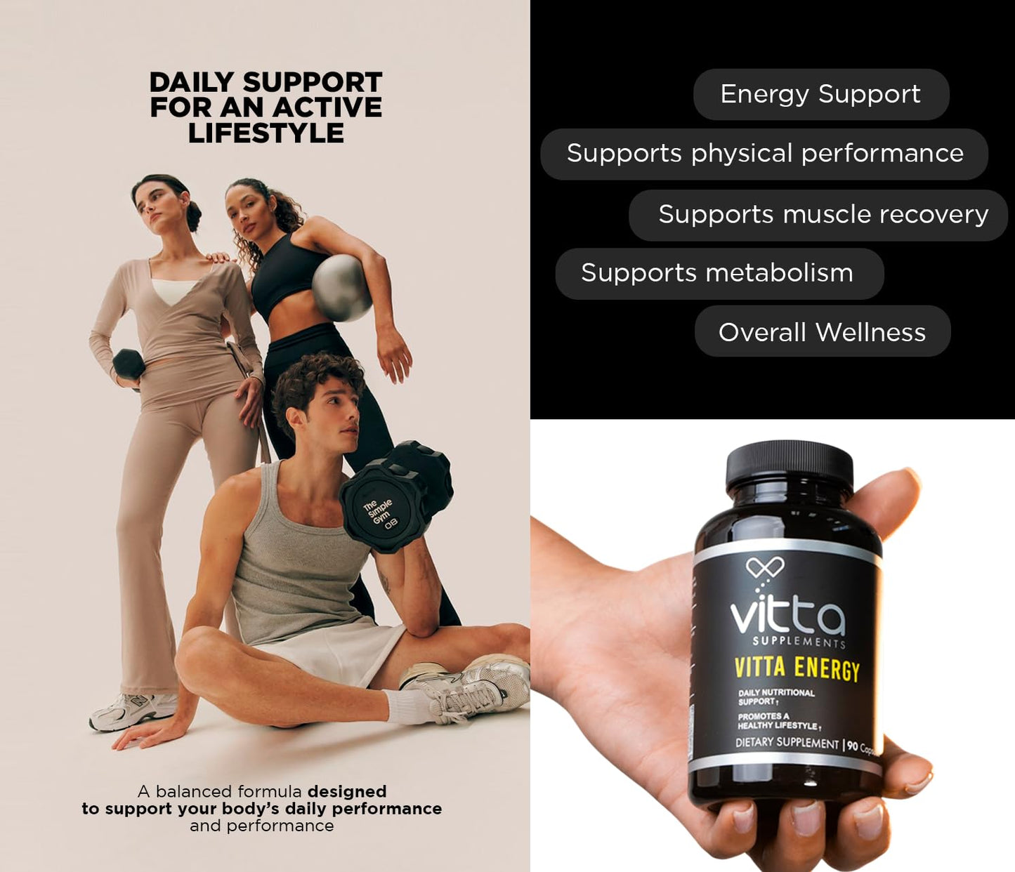 Vitta Supplements Vitta Energy Daily Nutritional Support Capsule, 1 Count