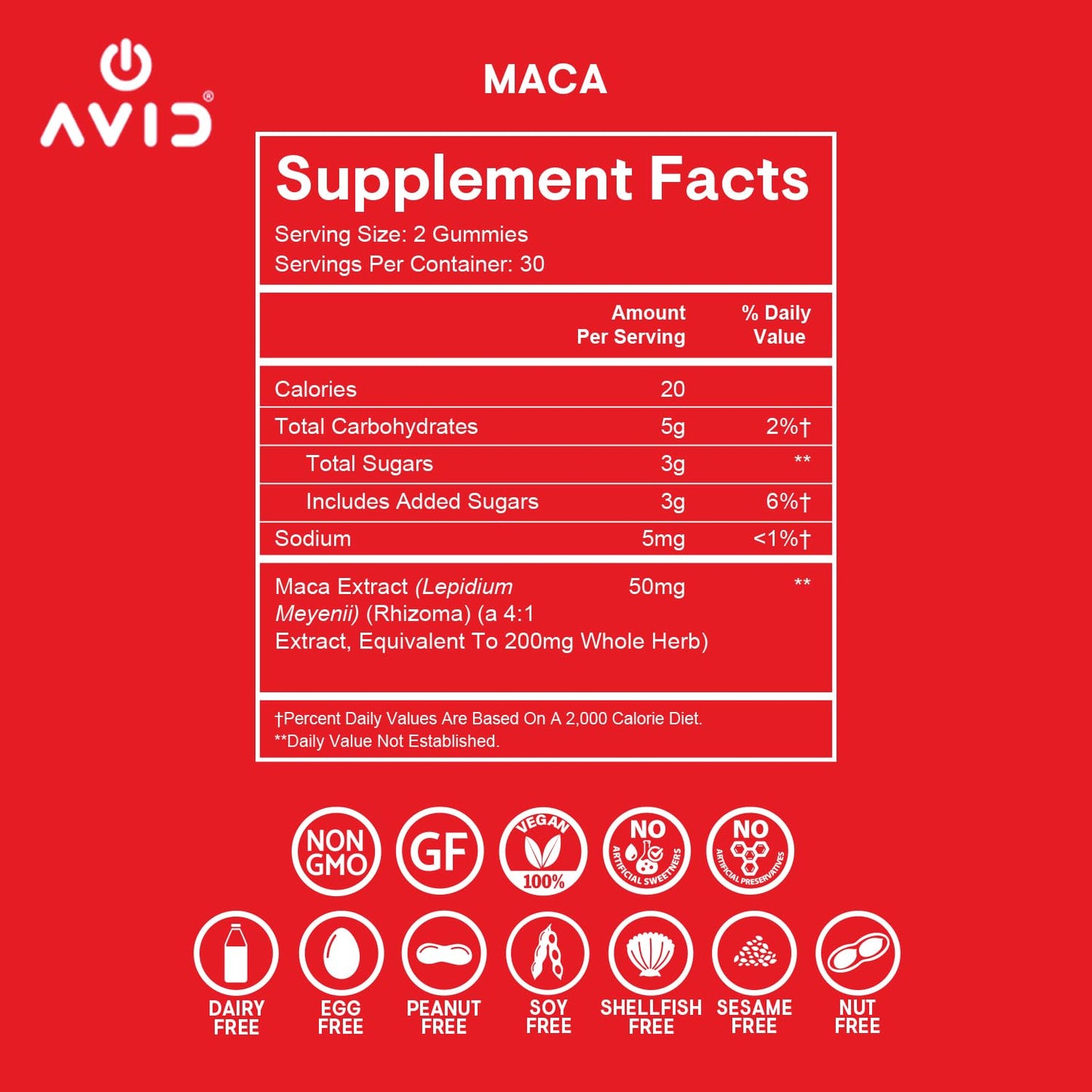 Avid Playboy Maca Root Gummies 60 Count
