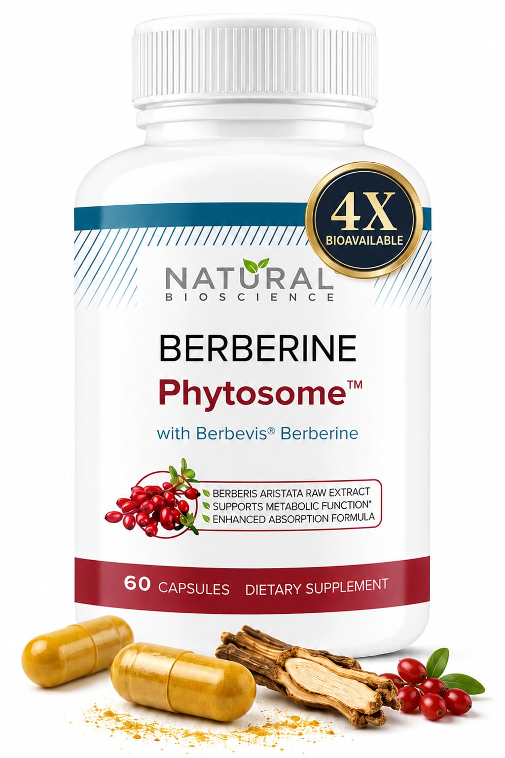 Natural BioScience Berberine Phytosome Complex with Berbevis Capsule, 60 Capsules