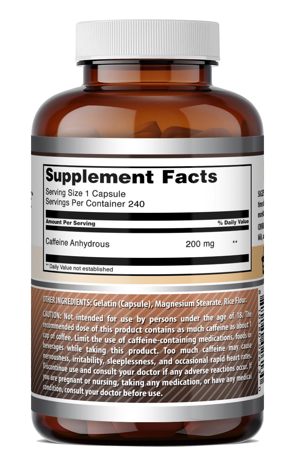 Amazing Nutrition Caffeine 200 Mg per Serving Capsule, 240 Count