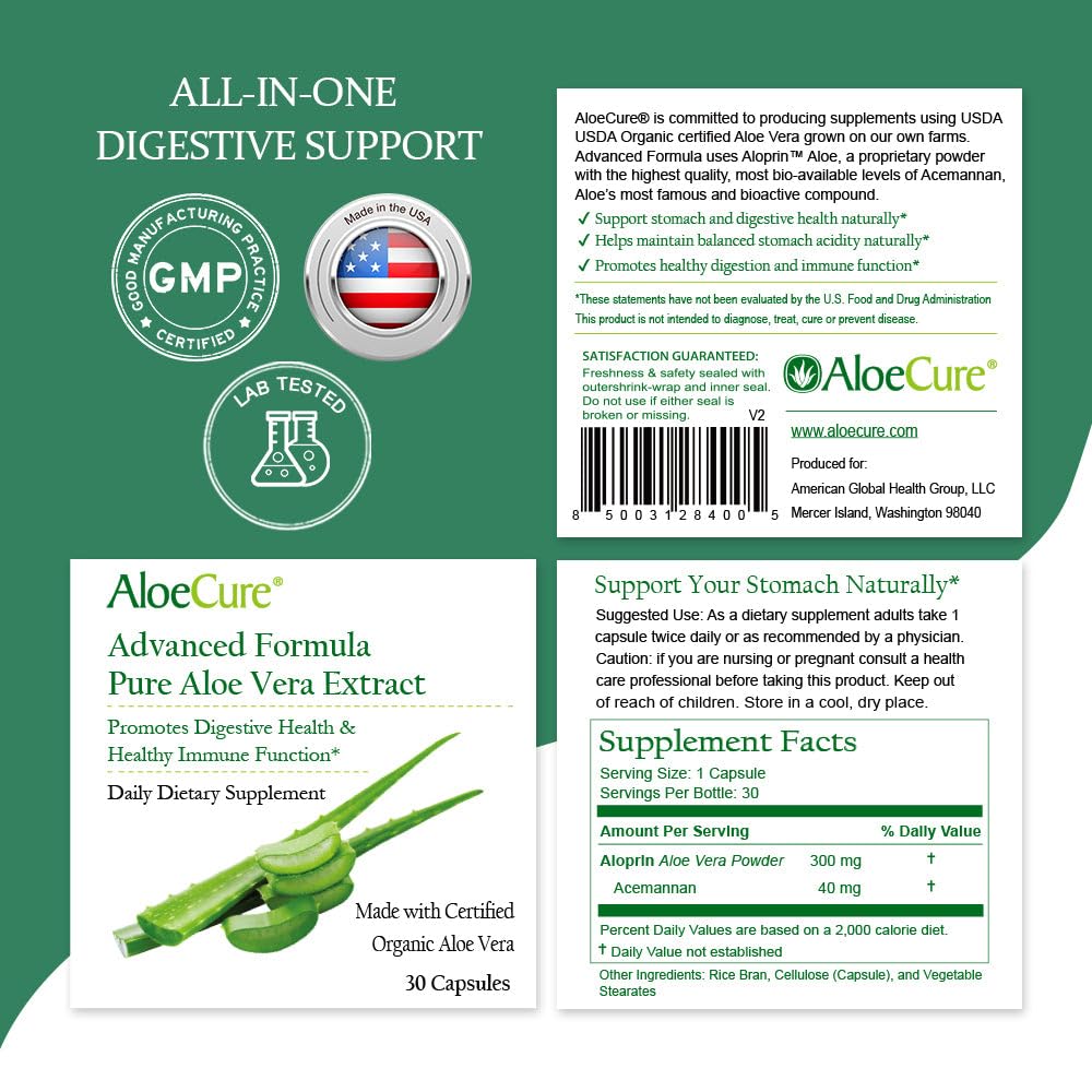 AloeCure Aloe Vera Capsules 3 Bottles