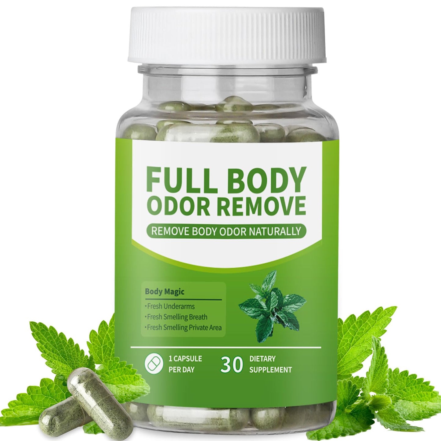 E-Bes Body Deodorant Capsules, Chlorophyll Herbal Supplement, 1 Capsule