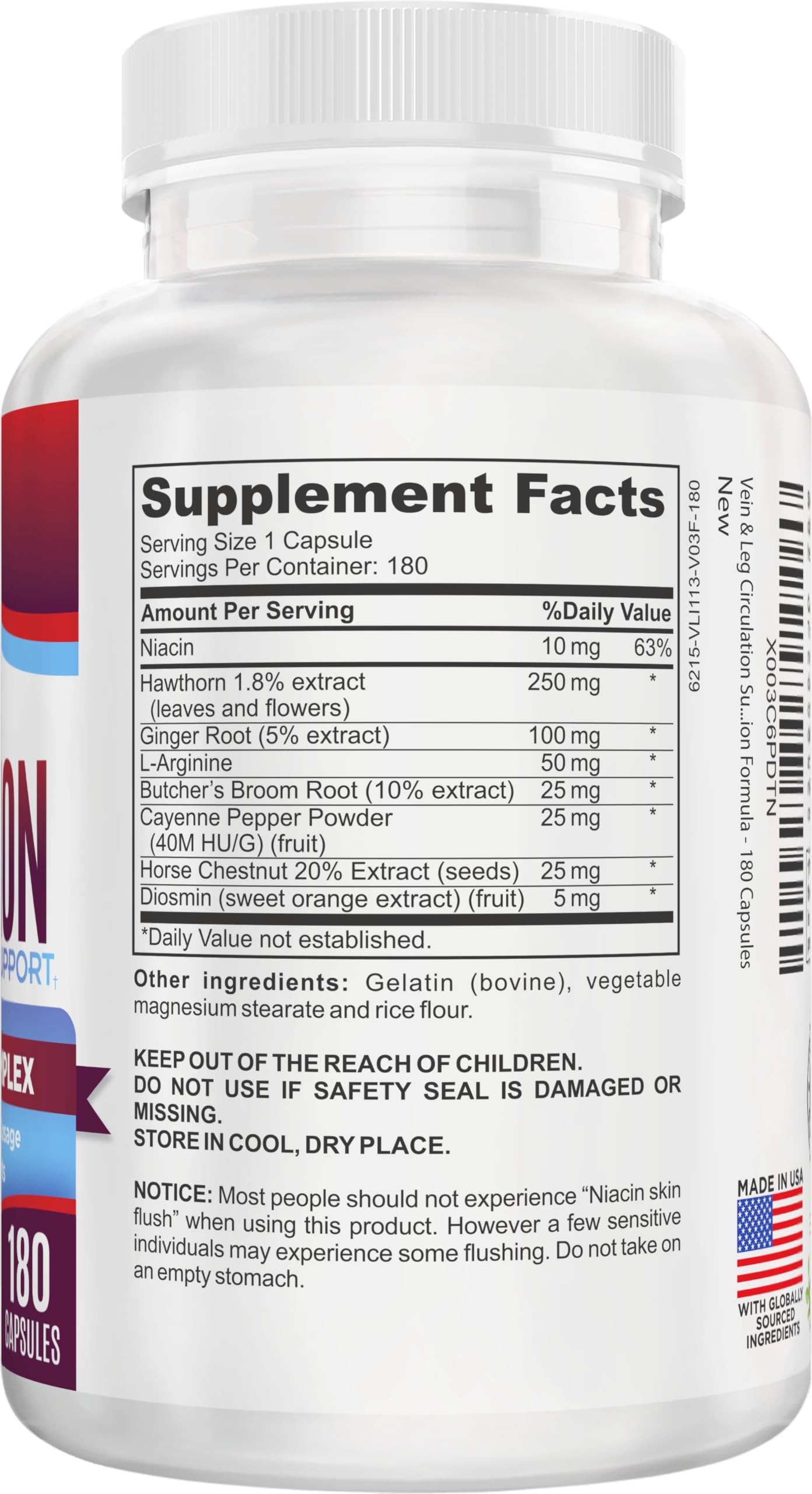 Elevate Recovery Supplements Vein & Leg Circulation Supplement Capsule 180 Capsules