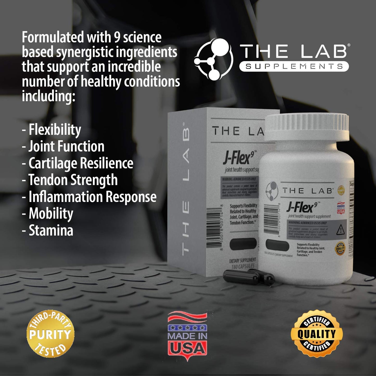 THE LAB J-FLEX9 Advanced Joint Health Supplement + Cartilage Support & Tendon Function Capsule, 180 Count