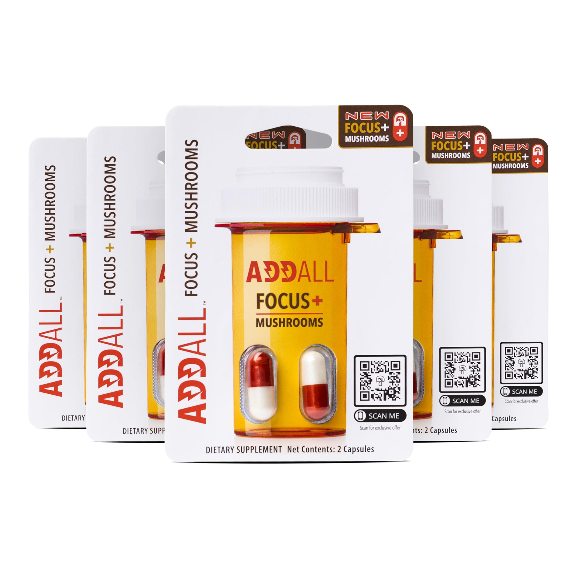 Addall Focus + Mushrooms Memory Supplement Capsules, 10 Capsules