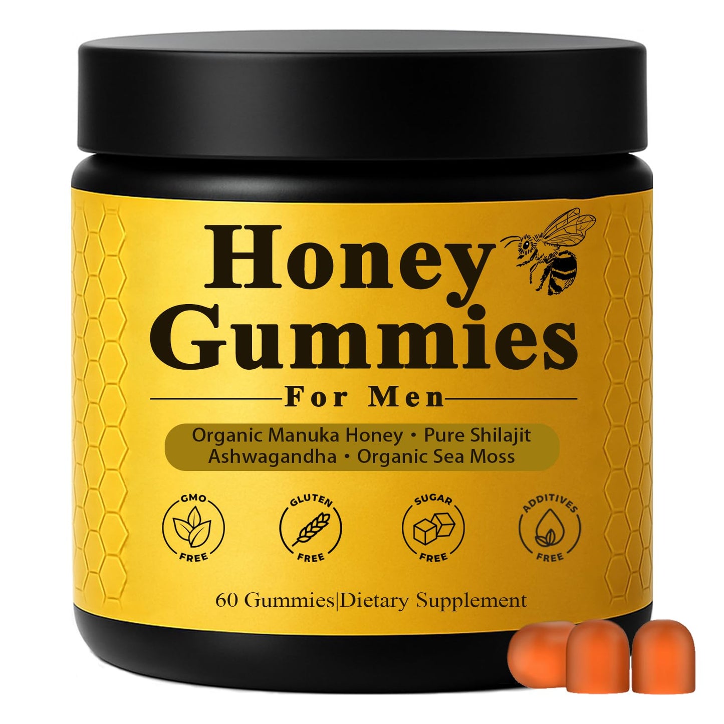 Dotkara Honey Gummies for Men Vitality Booster Manuka Honey Gummies with Shilajit Ashwagandha Sea Moss, Vegan, Non-GMO Capsule 1