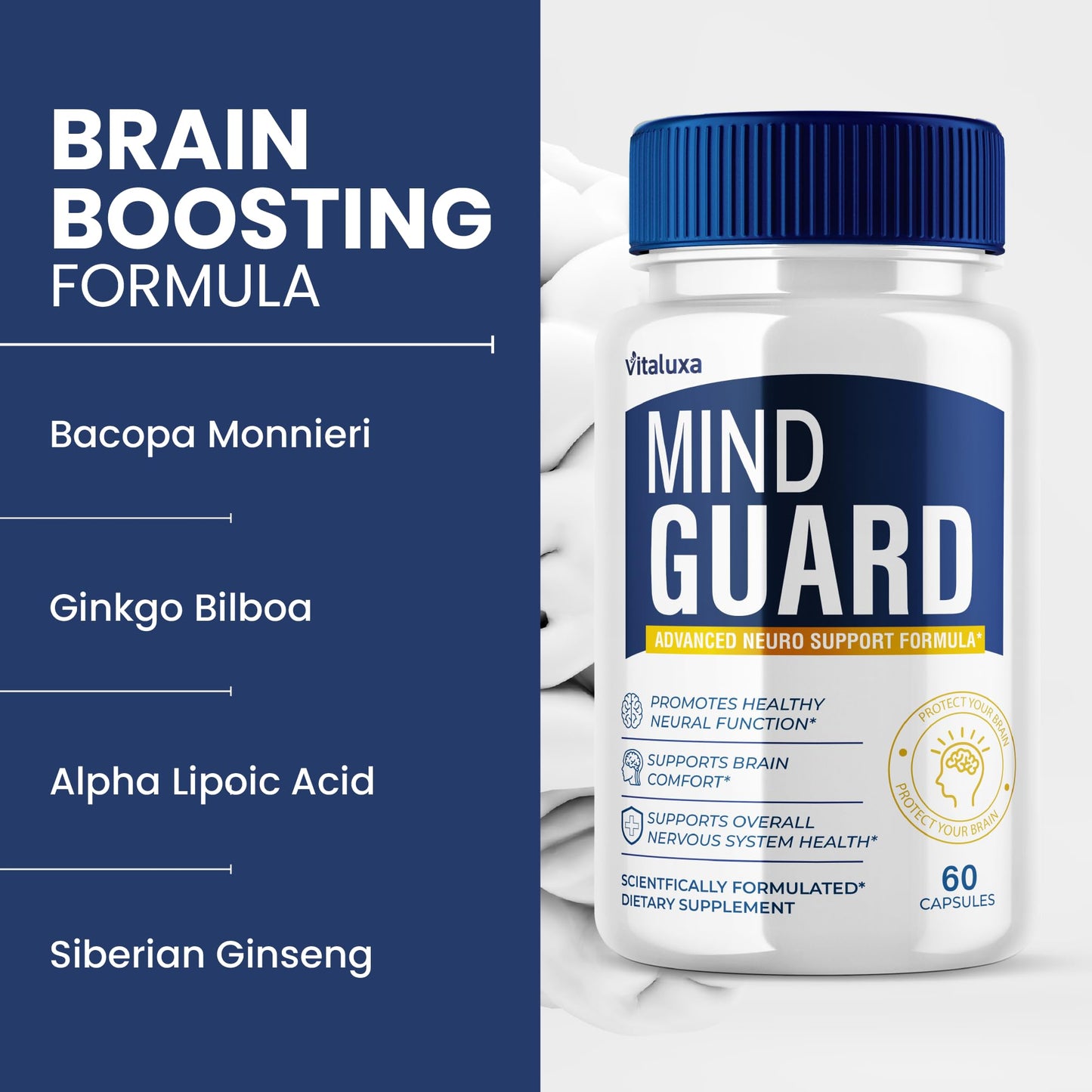 Vitaluxa Mind Guard Brain Supplement Capsules 180 Count
