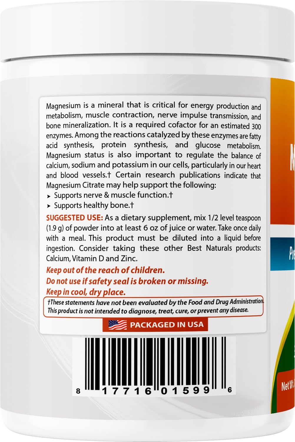 Best Naturals Magnesium Citrate Powder, 16 Ounce