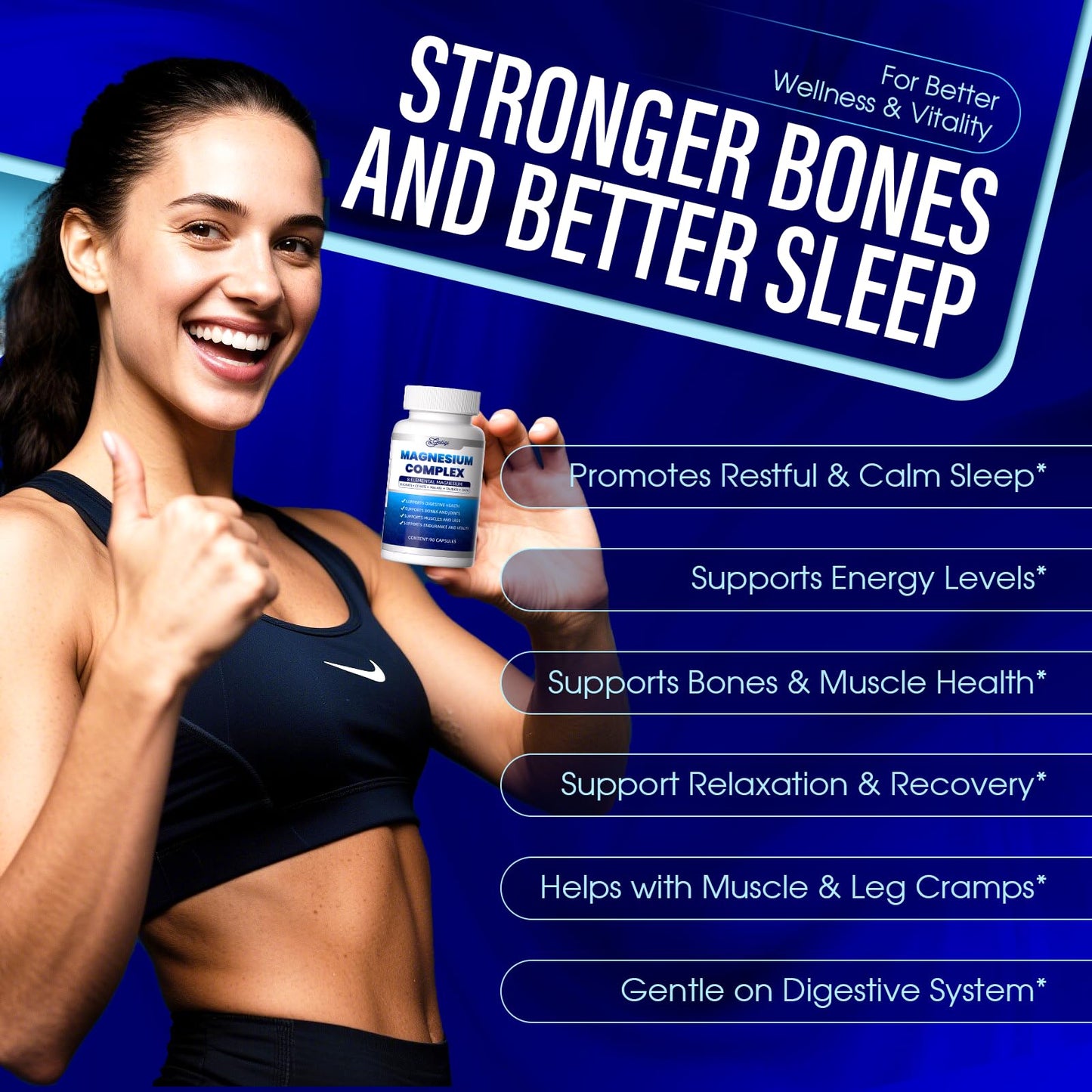 Guliqi 8-in-1 Magnesium Complex Supplement 1000mg 90 Capsules