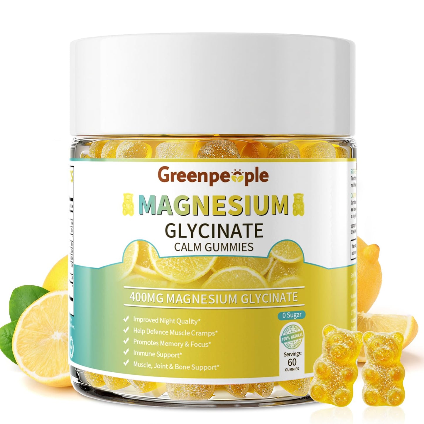 GREENPEOPLE Magnesium Glycinate Gummies 400mg, 120 Gummies