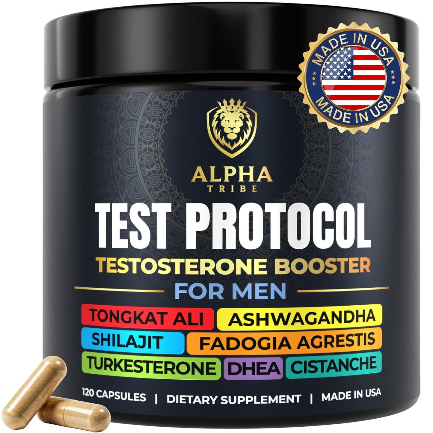 Alpha Tribe Test Protocol Elite Natural Testosterone for Men, Capsules, 120 Count