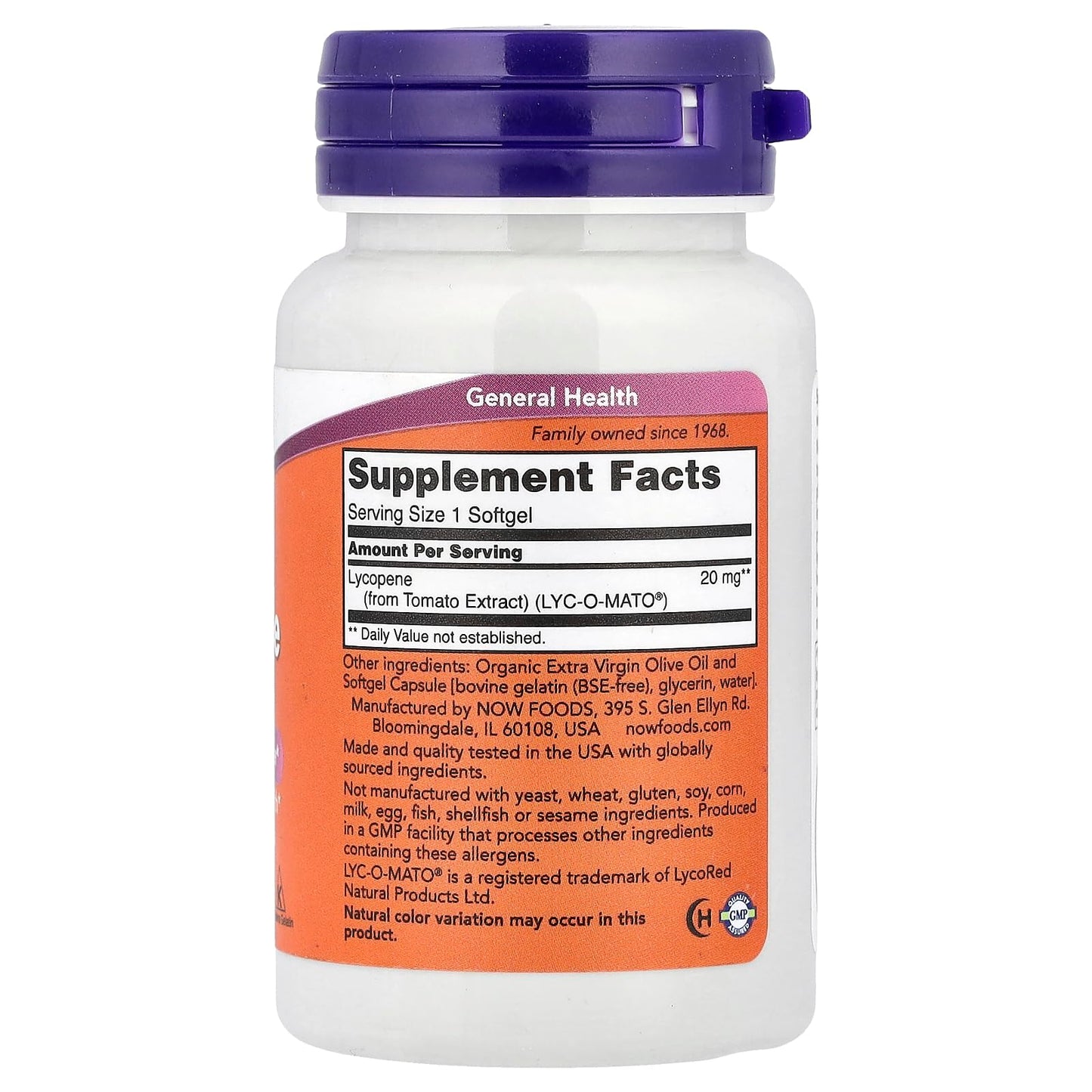 NOW Foods Lycopene 20 mg Softgels, 50 Count